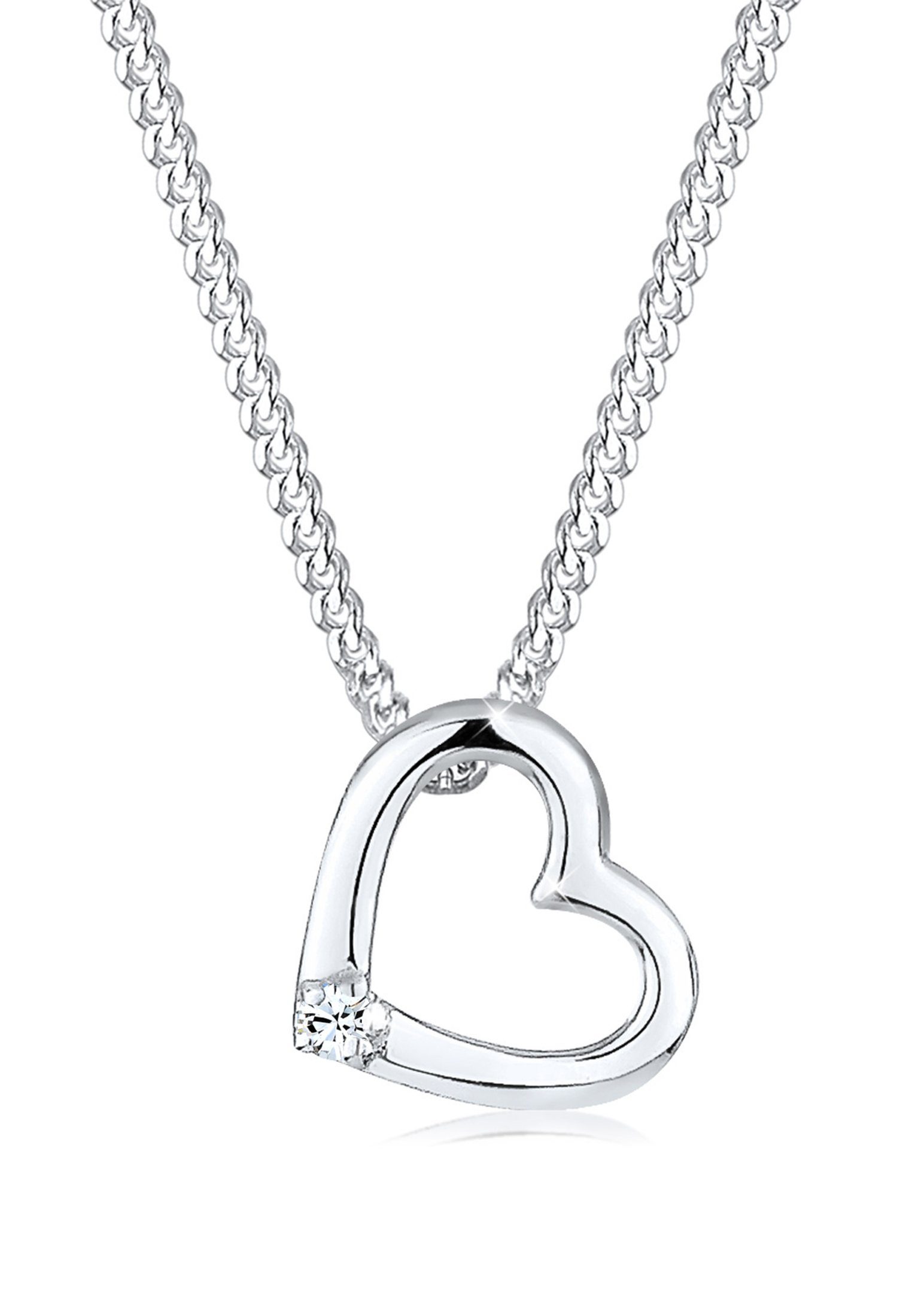 Kette mit Anhänger Herz Anhänger Kristall 925 Silber