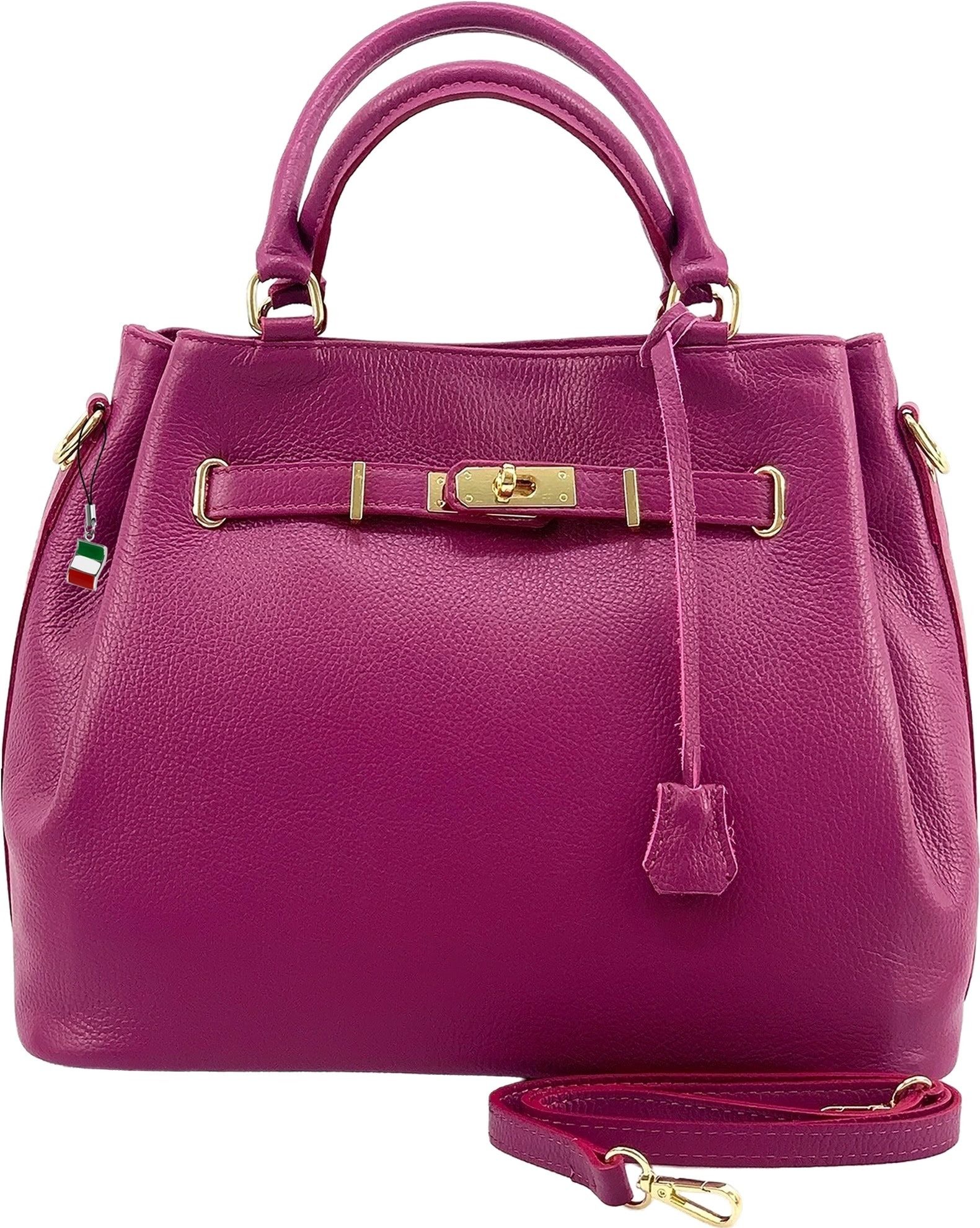 FLORENCE Handtasche Florence Damen Handtasche Echtleder (Handtasche), Damen Handtasche Leder, fuchsia, pink ca. 38cm x ca. 28cm hoch