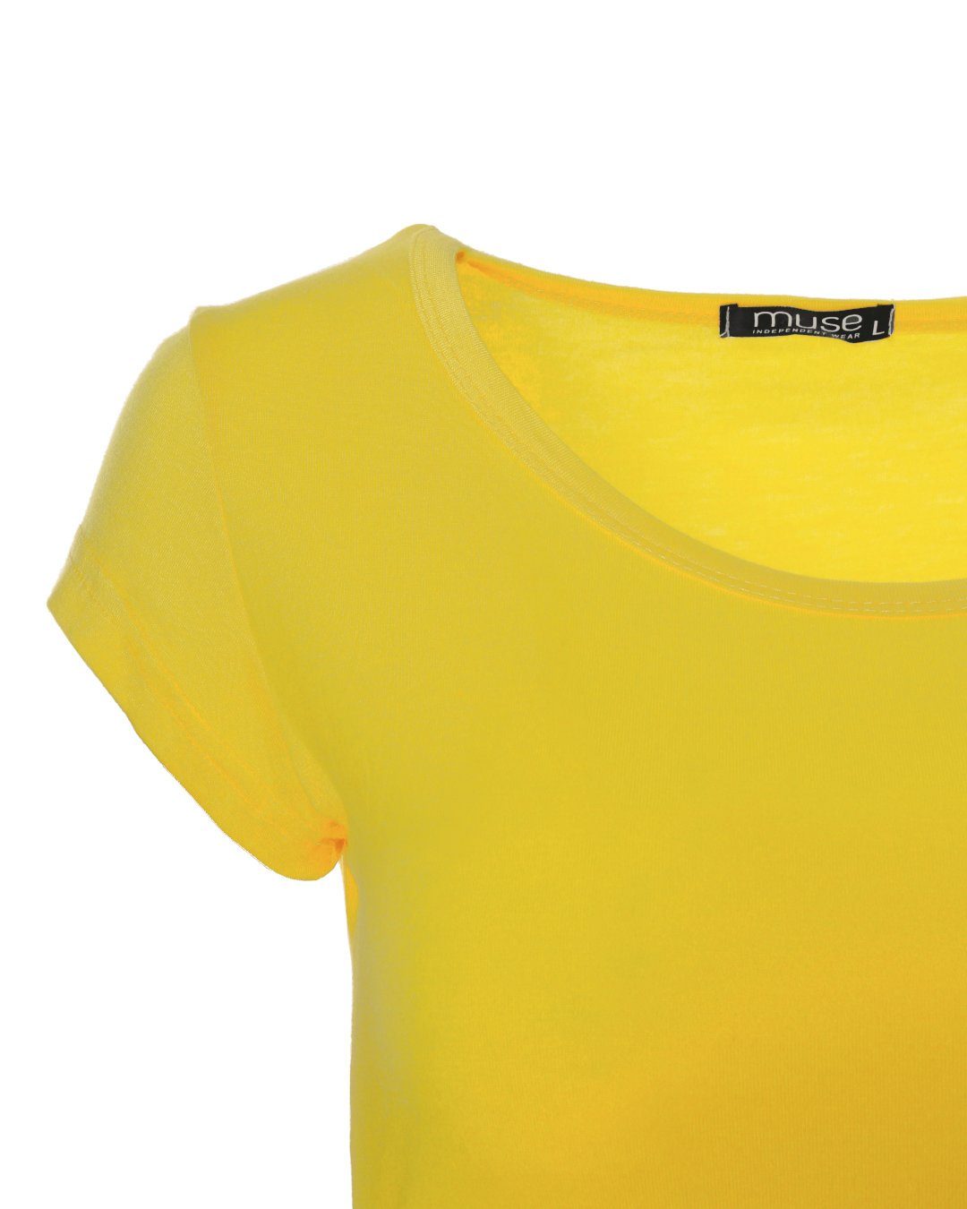 T-Shirt Basic gelb Skinny Kurzarm T-Shirt 1001 Muse Fit