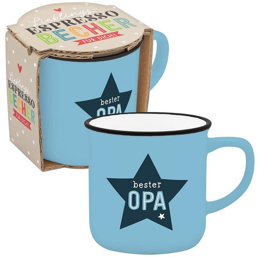 Sheepworld Tasse Espressotasse Espresso Kaffee Tasse Emailleoptik Geschenk Sheepworld, Porzellan