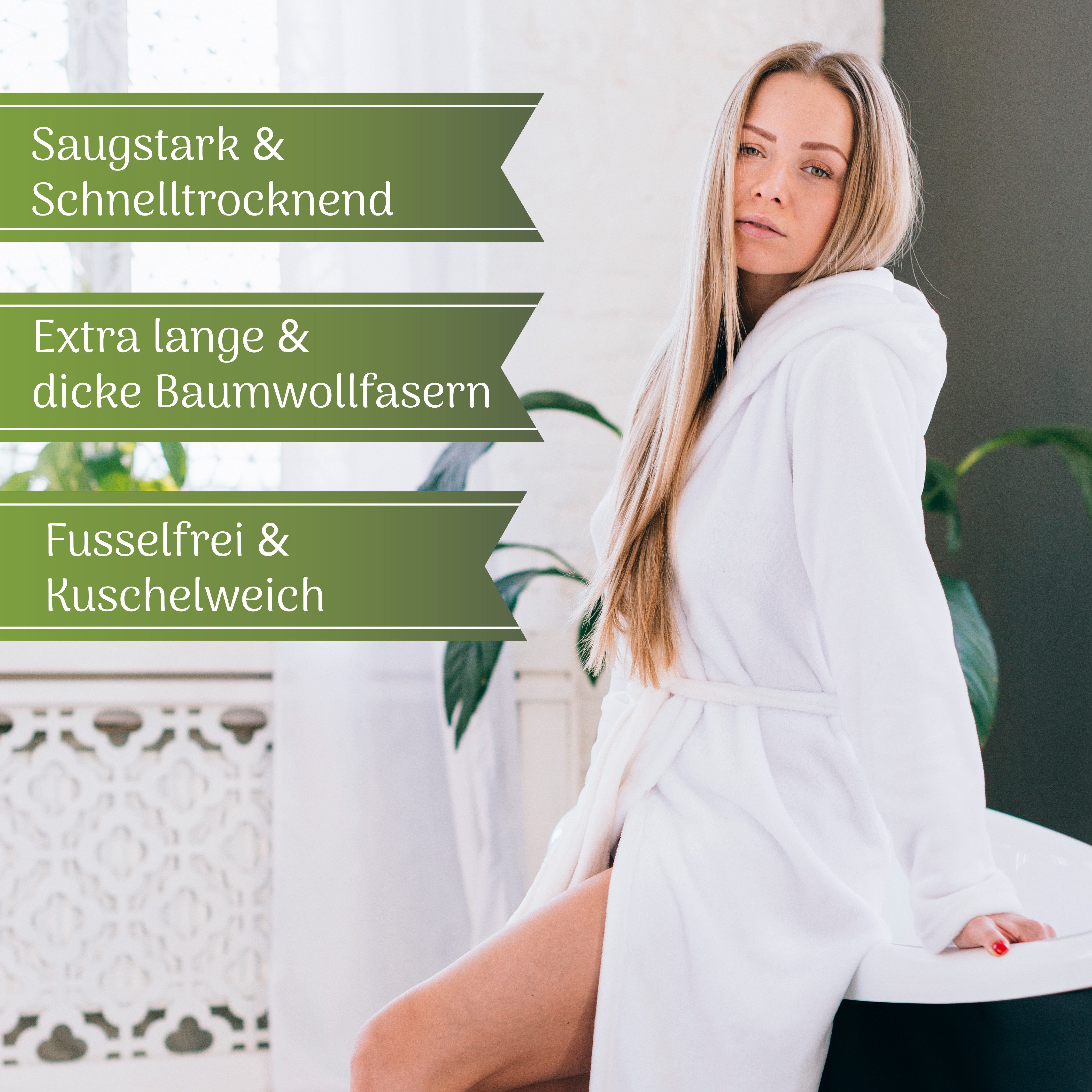 VelunaHome Bademantel Premium Bademantel mit Kapuze - Damen & Herren - 100% Baumwolle - Grau