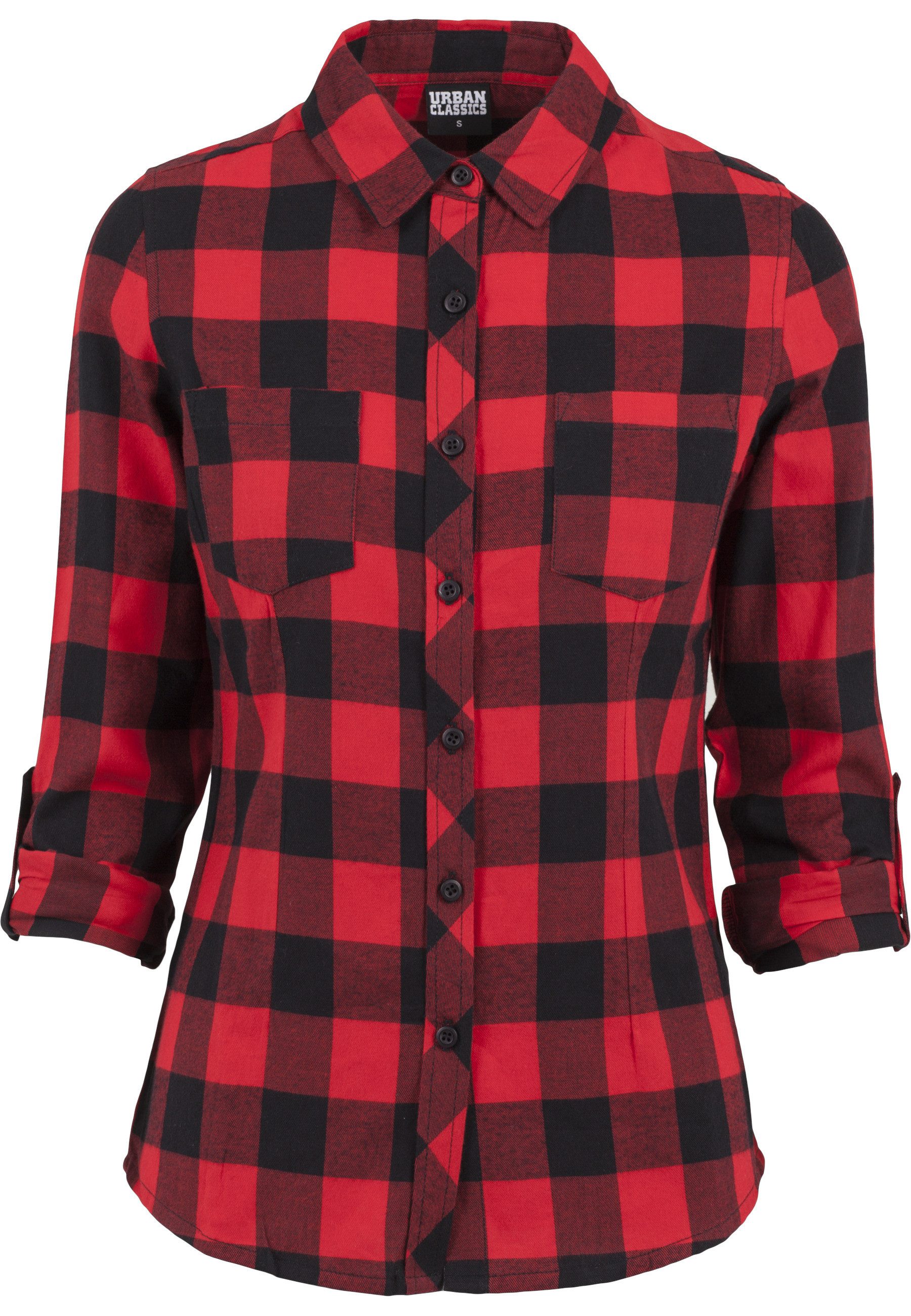 URBAN CLASSICS Langarmhemd Urban Classics Damen Ladies Turnup Checked Flanell Shirt (1-tlg)