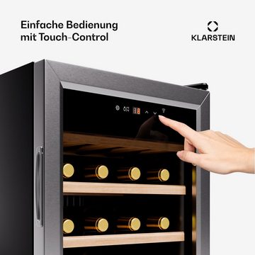 Klarstein Weinkühlschrank Shiraz Premium Smart 24 SS, für 24 Standardflaschen á 0,75l,Wein Flaschenkühlschrank Weintemperierschrank Weinschrank Kühlschrank