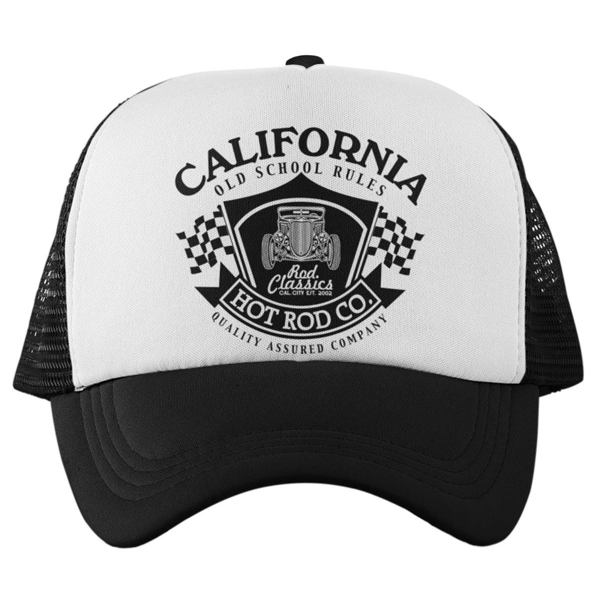 Baseball Hotrod Wheels On Visor California Rebel Trucker Curved Cap Cap