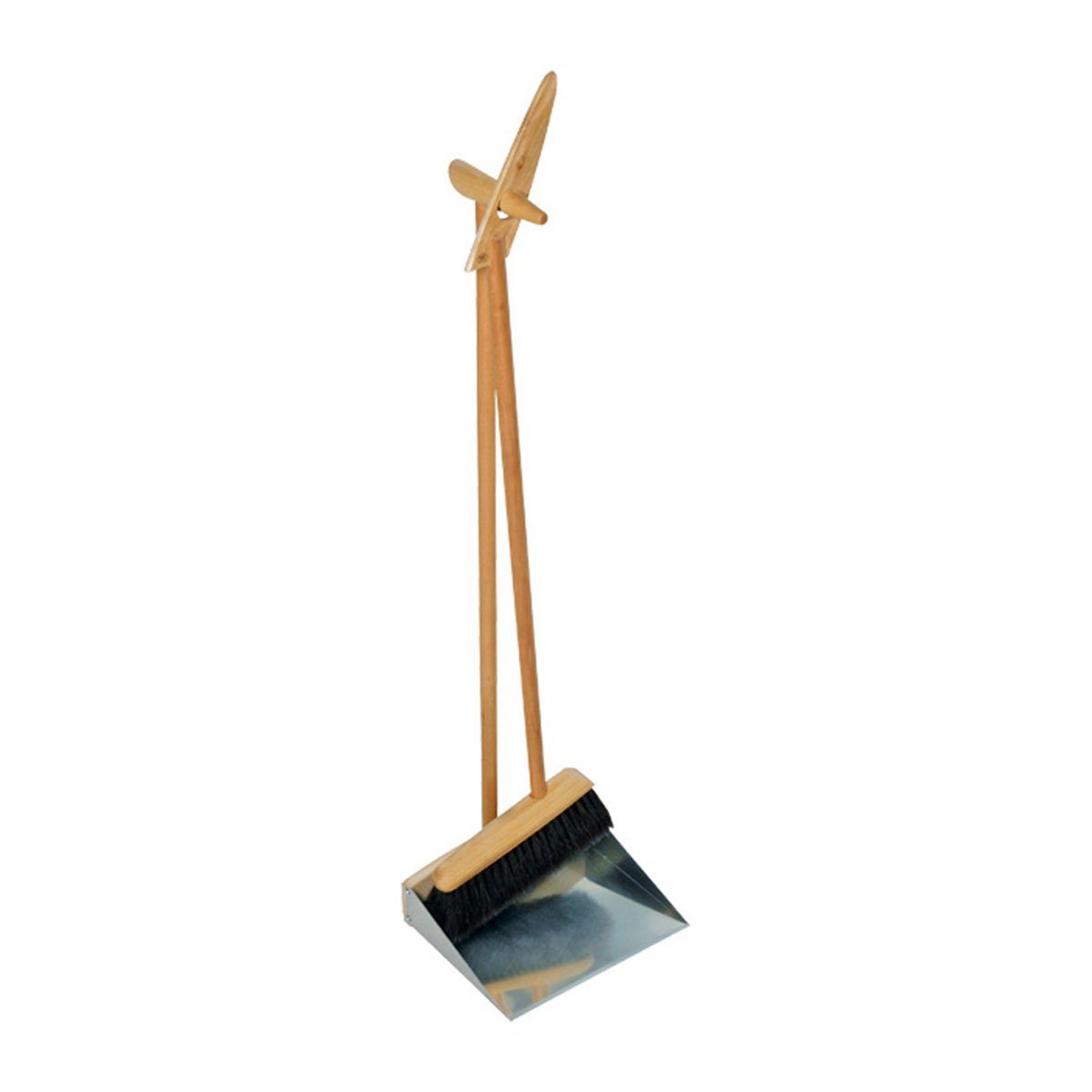 Bürstenhaus Redecker Straßenbesen Steh-Kehr-Set Faule Grete Roßhaarbesen mit Edelstahl Kehrschaufel 90cm