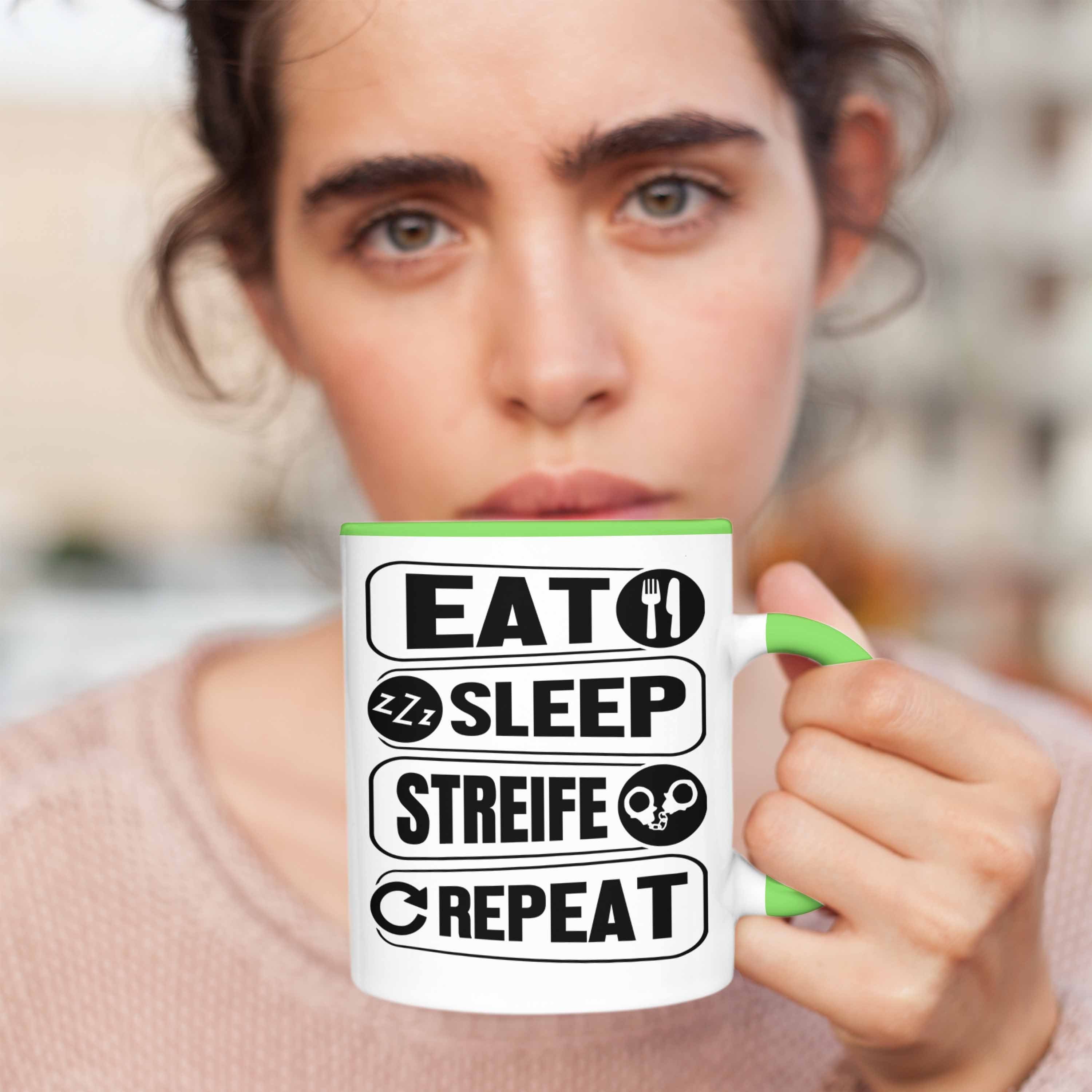 Eat Polizei Geschenk Tasse Sleep Streife Polizist Tasse Repeat Grün Geschenkidee Trendation