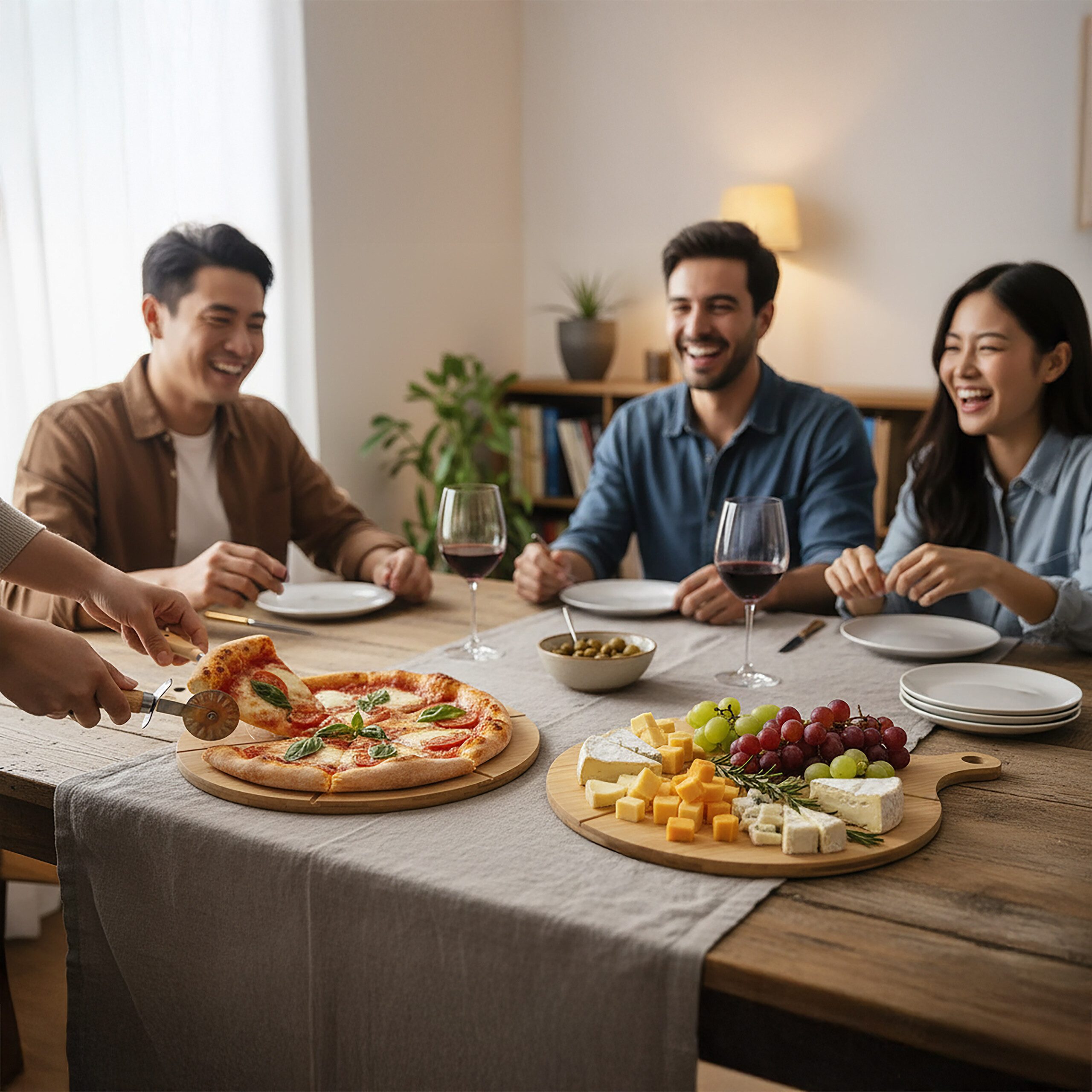 relaxdays Pizzateller 6x Bambus Pizzateller