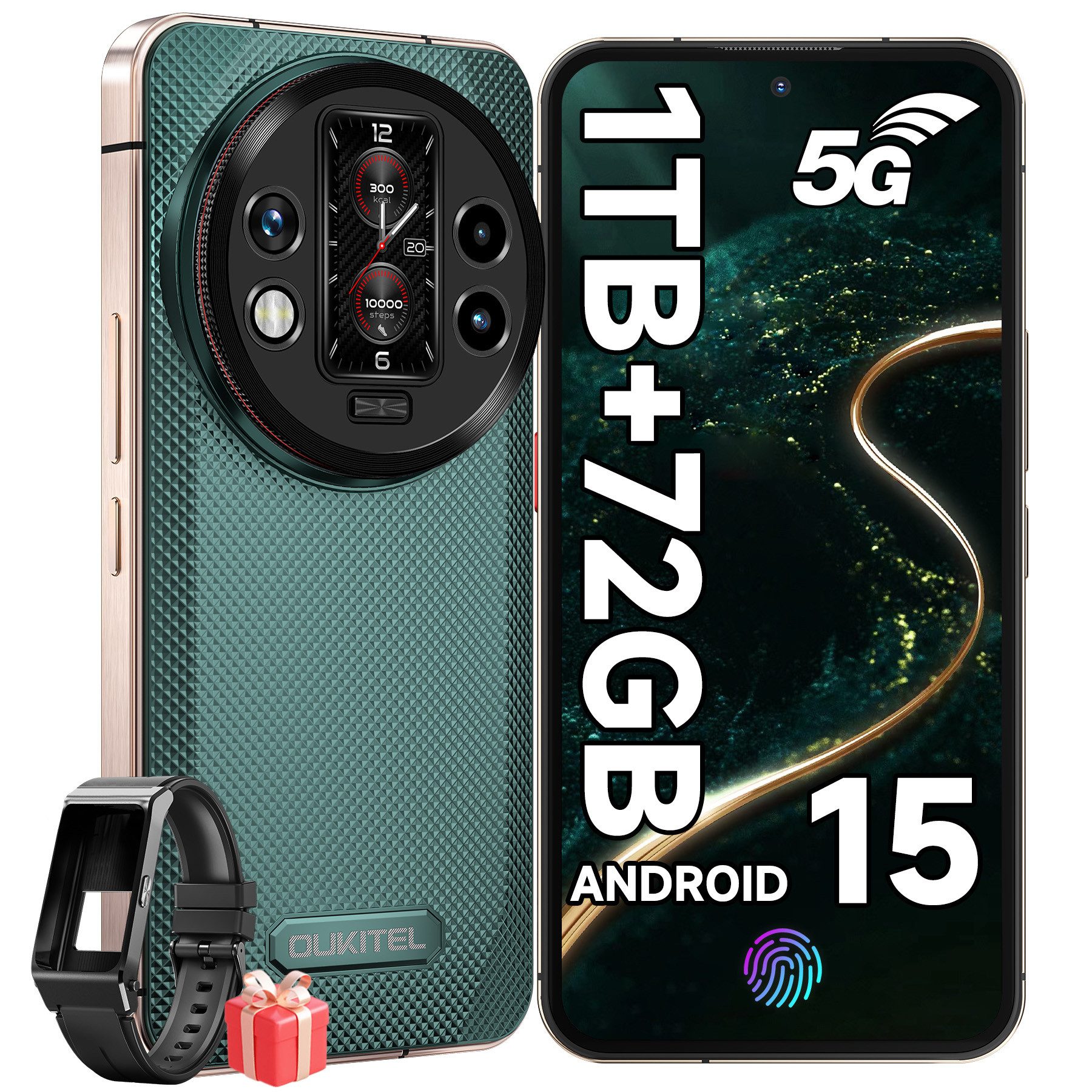 OUKITEL WP200 Pro 5G Outdoor Smartphone (17,02 cm/6.7 Zoll, 1000 GB Speicherplatz, 108 MP Kamera, IP68 Wasserdicht Baustellenhandy, Android 15, 8800mAh, AMOLED Display)