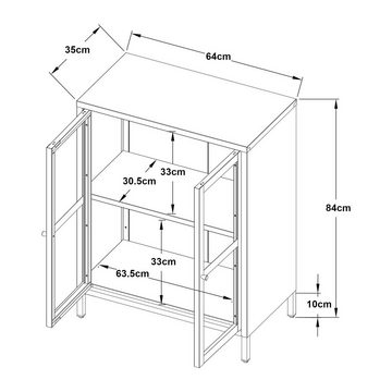 en.casa Sideboard, »Säkylä« Kommode Stahl Glas 64 x 35 x 84 cm Schwarz