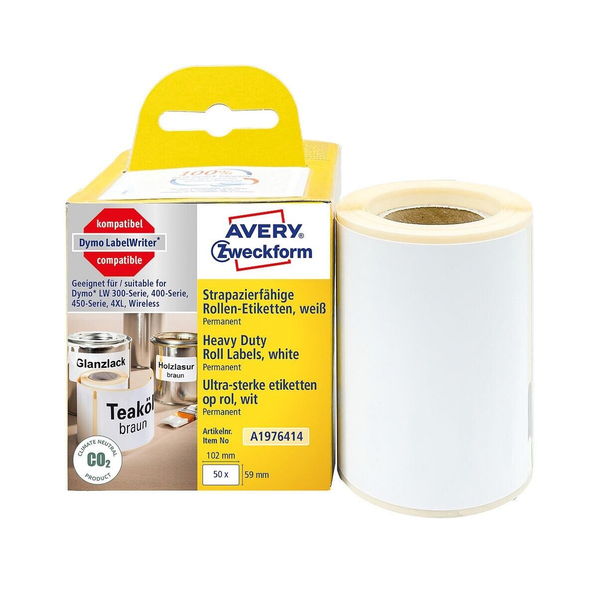 Avery Zweckform Thermorolle A1976414, entspricht DYMO® 1976414, 50 Rollenetiketten 59/102 mm