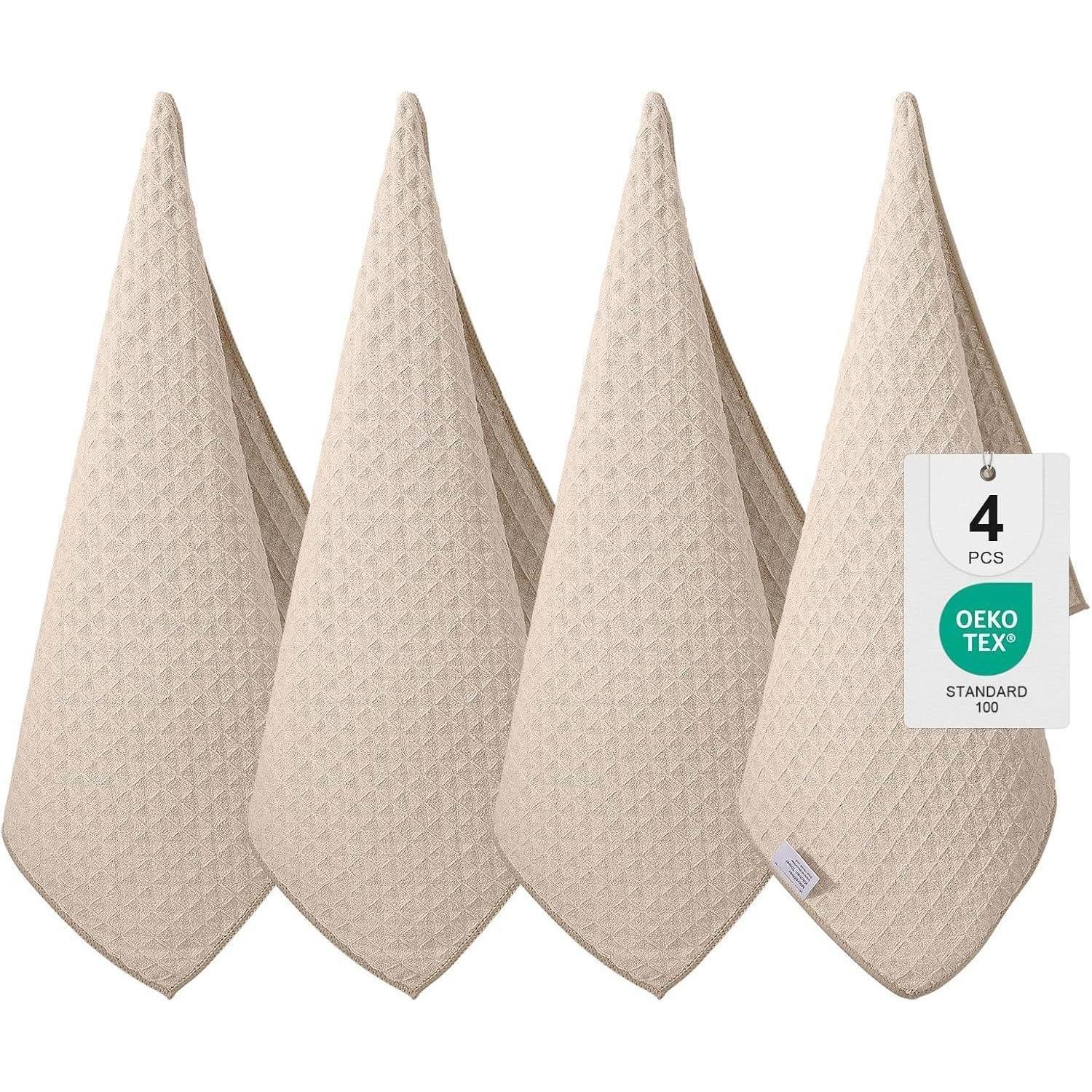 LuxusKollektion Microfasertücher 4er-Set Saugfähige Küchentücher 40x70 cm Beige Mikrofasertuch