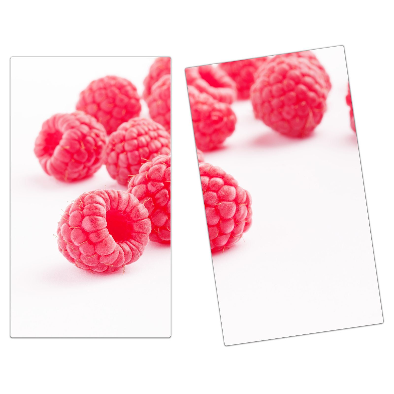 Herdabdeckplatte tlg) Himbeeren (2 Glas Herd-Abdeckplatte vor Wand, Primedeco Spritzschutz aus Glas,