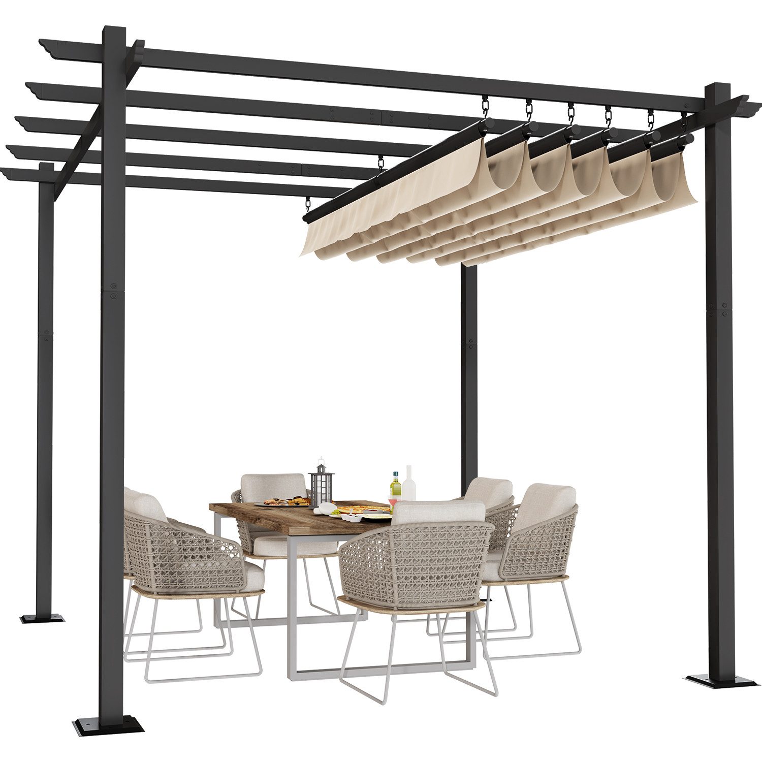 HOMALL Pavillon Pergola 3x3/3x4m Gartenpavillon Pavillon mit Aluminiumrahme günstig online kaufen