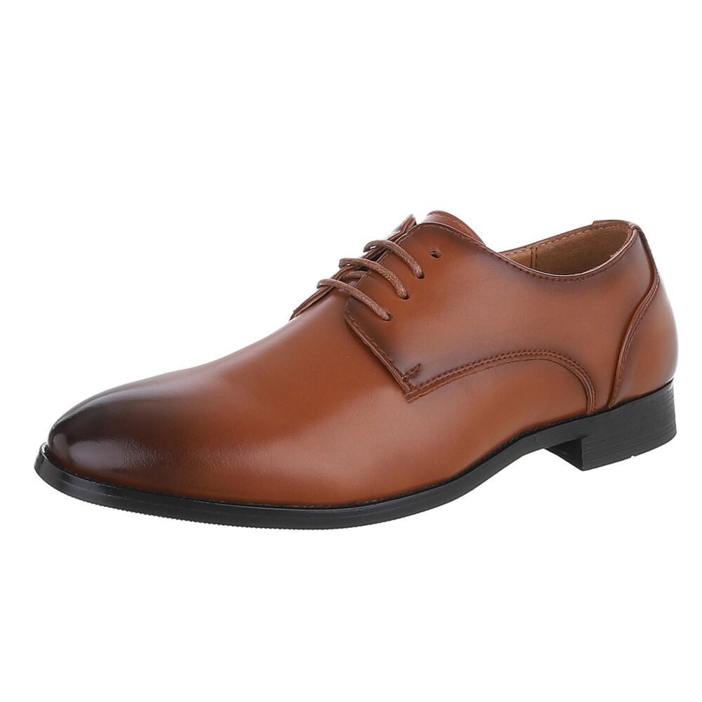 Coolwalk Herrenschnürschuh Elegant aus Synthetik Schnürschuh (92422655) Blockabsatz Business-Schuhe in Camel