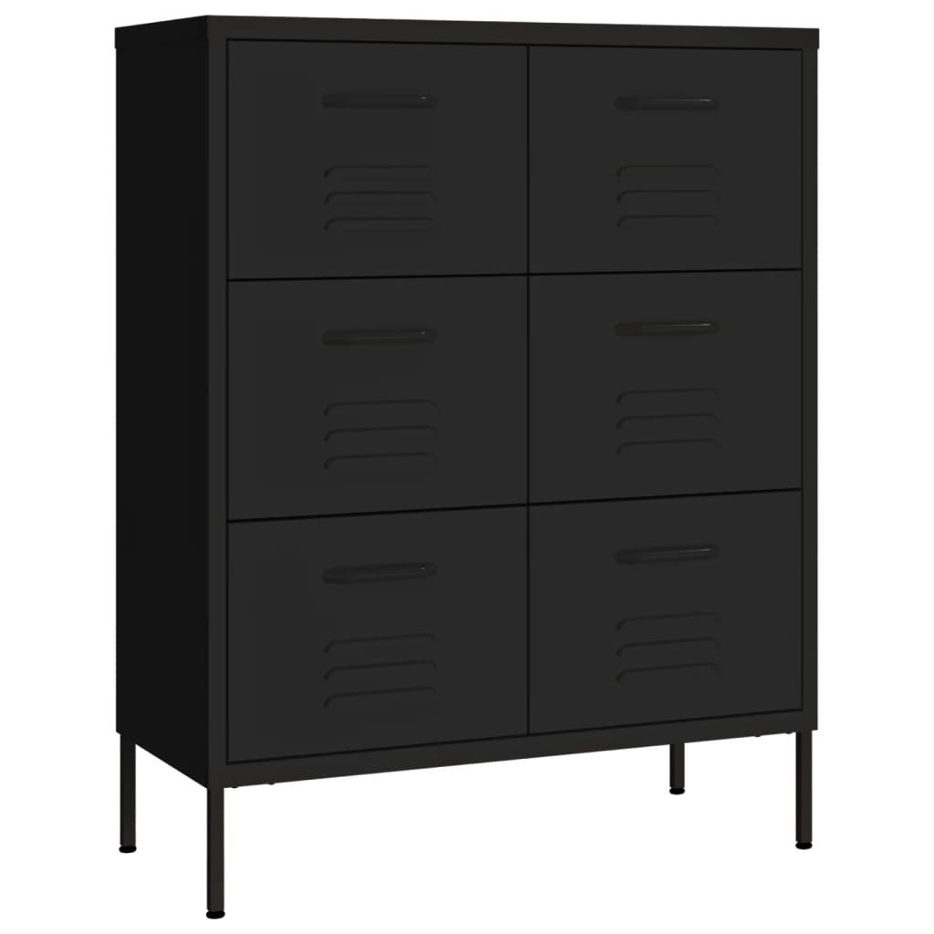 vidaXL Kommode, Schubladenschrank Schwarz 80x35x101,5 cm Stahl