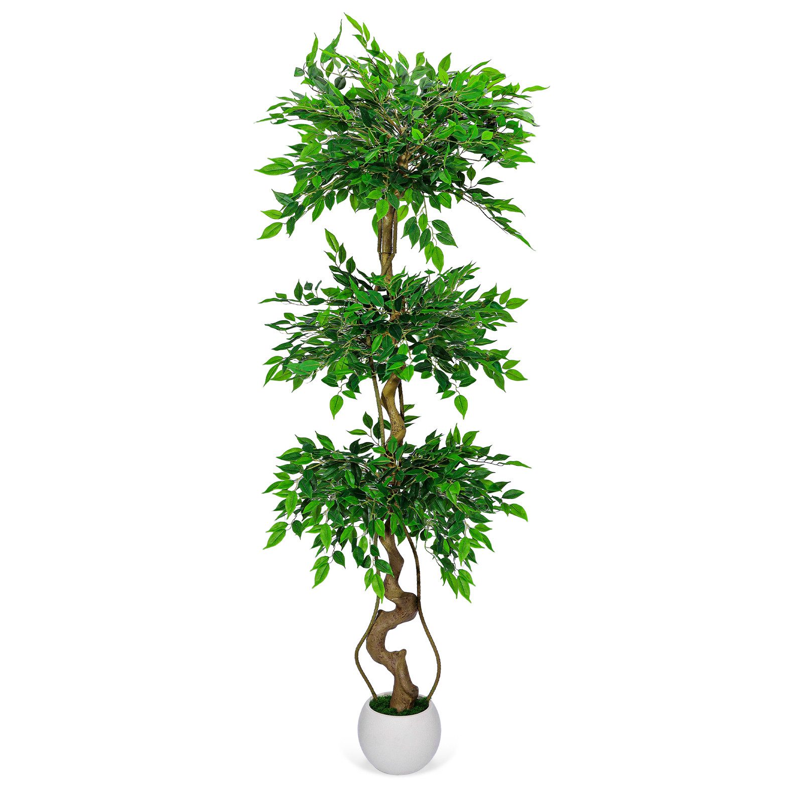 Kunstbaum 1.5/1.8m Kunstpflanze Ficusbaum Mit Weiß Topf, künstliche Pflanzen Ficusbaum, BlingBin, Höhe 180 cm, künstliche Ficus-Bäume Für Innendekor Wohnzimmer Büro Gartenhaus Decor