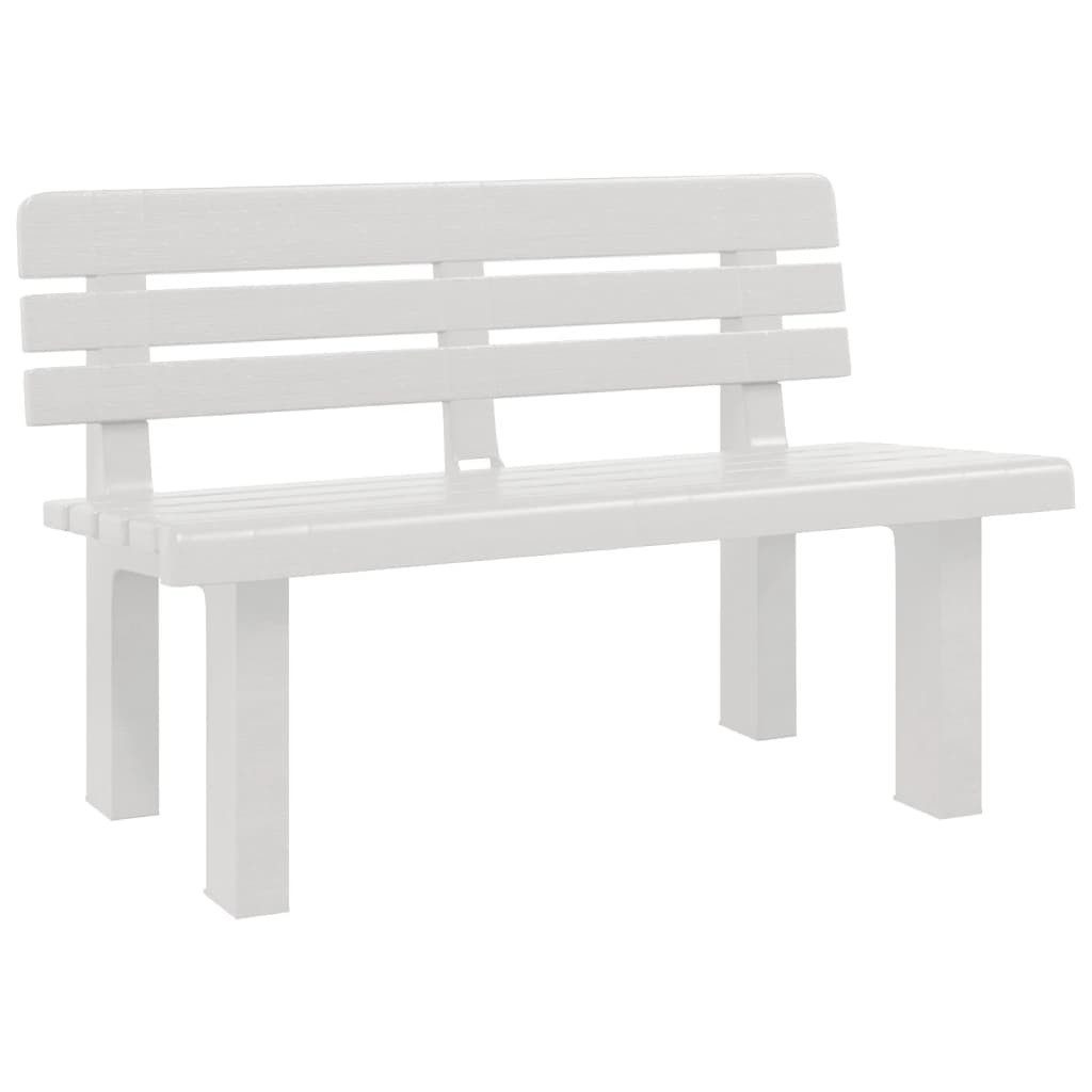 furnicato Gartenbank Polypropylen Weiß 110 x 52 x 71 cm, Hitzebeständige Sitzbank mit Rückenlehne für die Veranda oder Terrasse