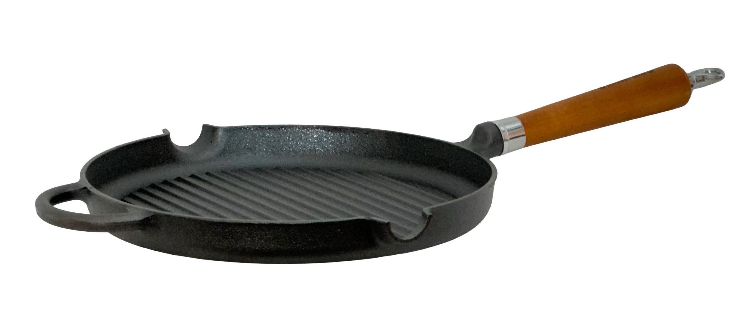 Ronneby Bruk Grillpfanne Maestro Pfanne, Ø 28 cm, mit Holzgriff & Gegengriff, Gusseisen (1-tlg)