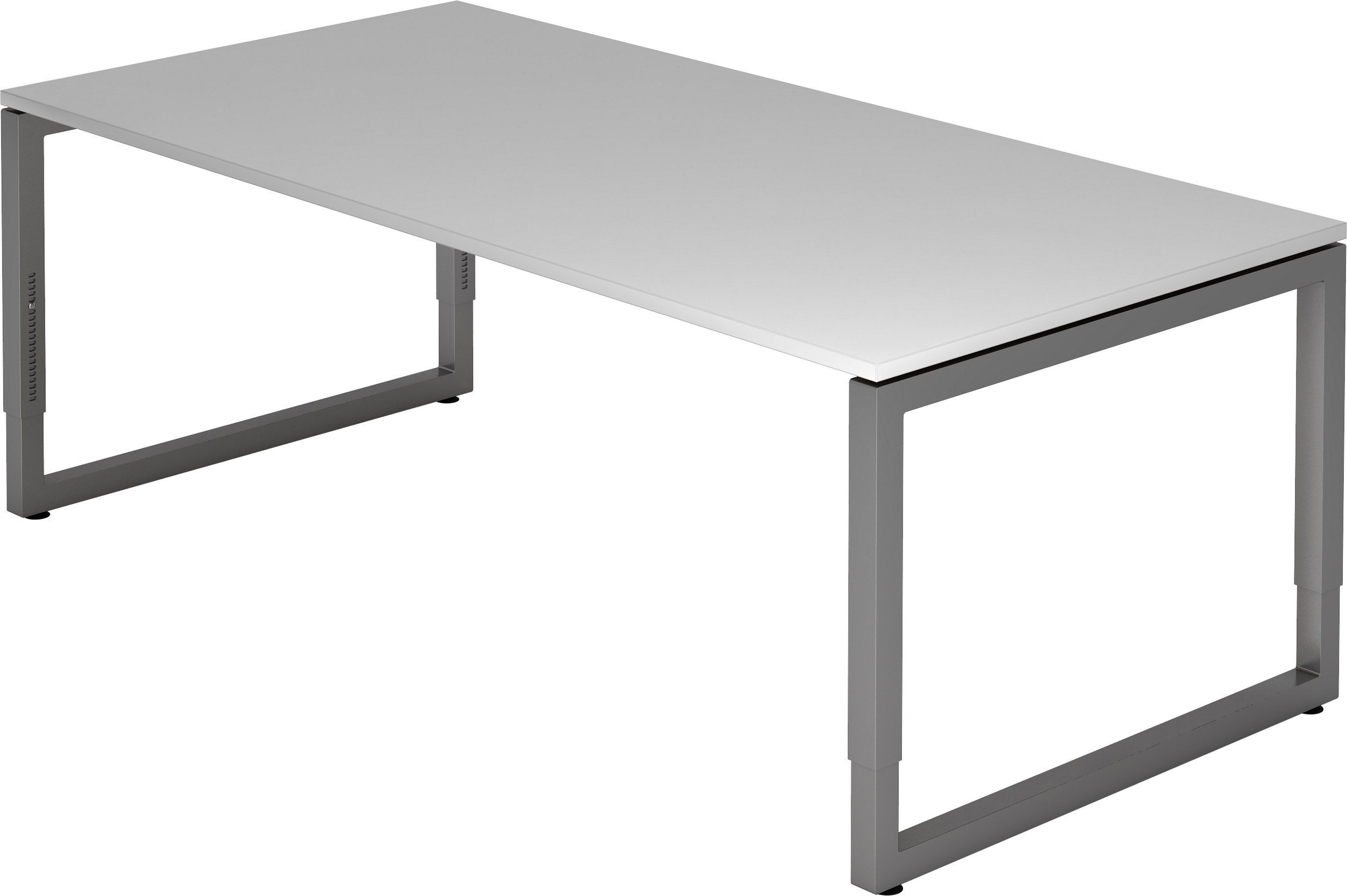 bümö Schreibtisch Schreibtisch Serie-R, Rechteck: 200 x 100 cm - Dekor: Grau - Gestell: Graphit | Schreibtische