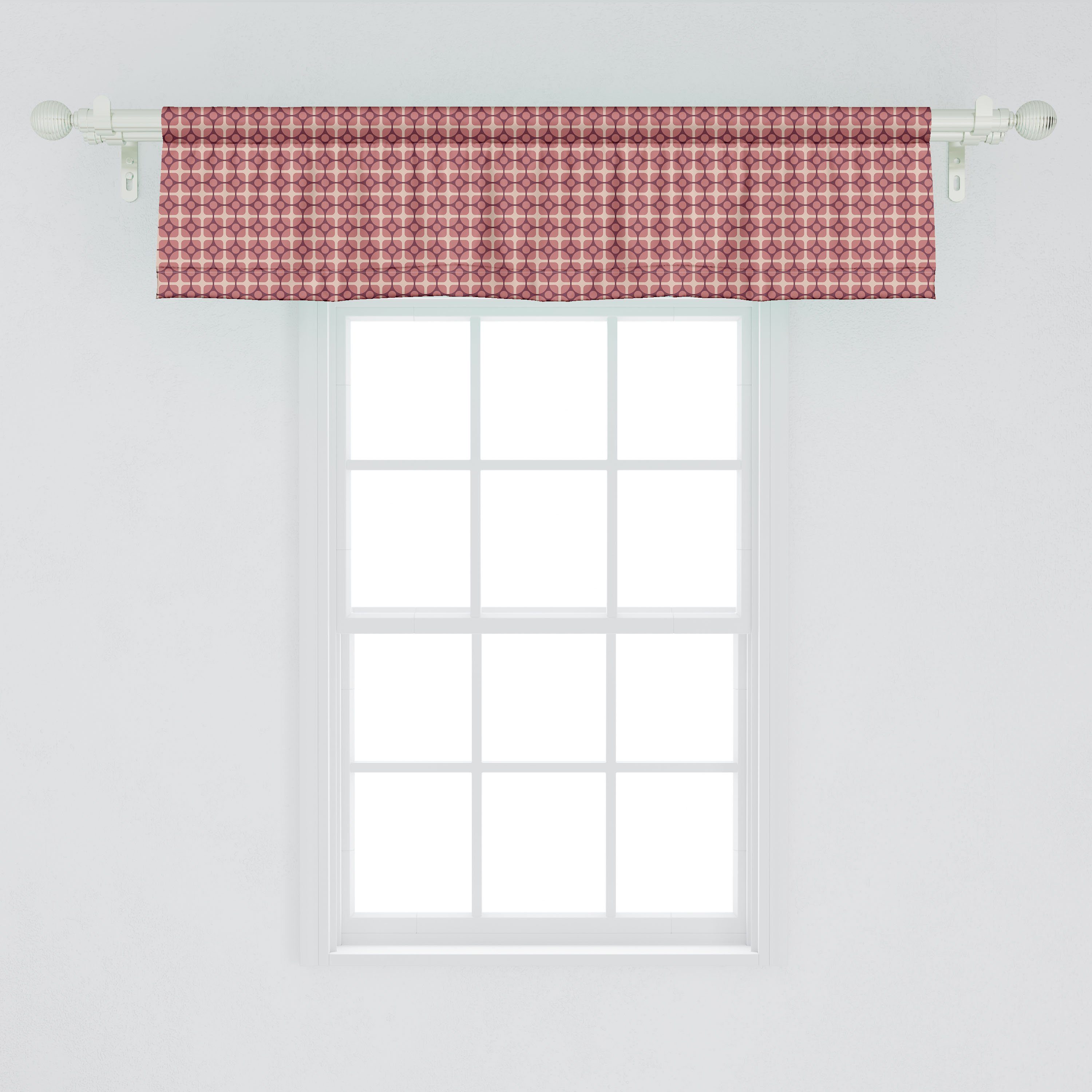 Stangentasche, Vorhang in Dekor Microfaser, Kreise Schlafzimmer Style Sixties Geometrisch Scheibengardine Abakuhaus, Volant mit für Küche