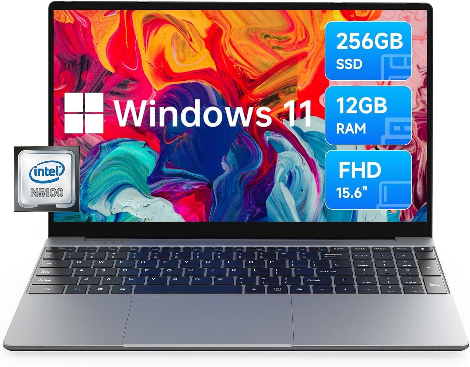 ALLDOCUBE GTBook 15 Laptop Notebook (Intel Celeron, Intel Celeron N5100, 256 GB SSD, FHD IPS 1920x1080,12GB RAM 2.4+5GHz WiFi, BT 5.0, Typ C, USB 3.0, HDMI)