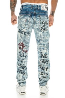 Cipo & Baxx Slim-fit-Jeans Herren Jeans Hose mit coolen Graffiti Punk Prints im used Style Graffiti Schrift