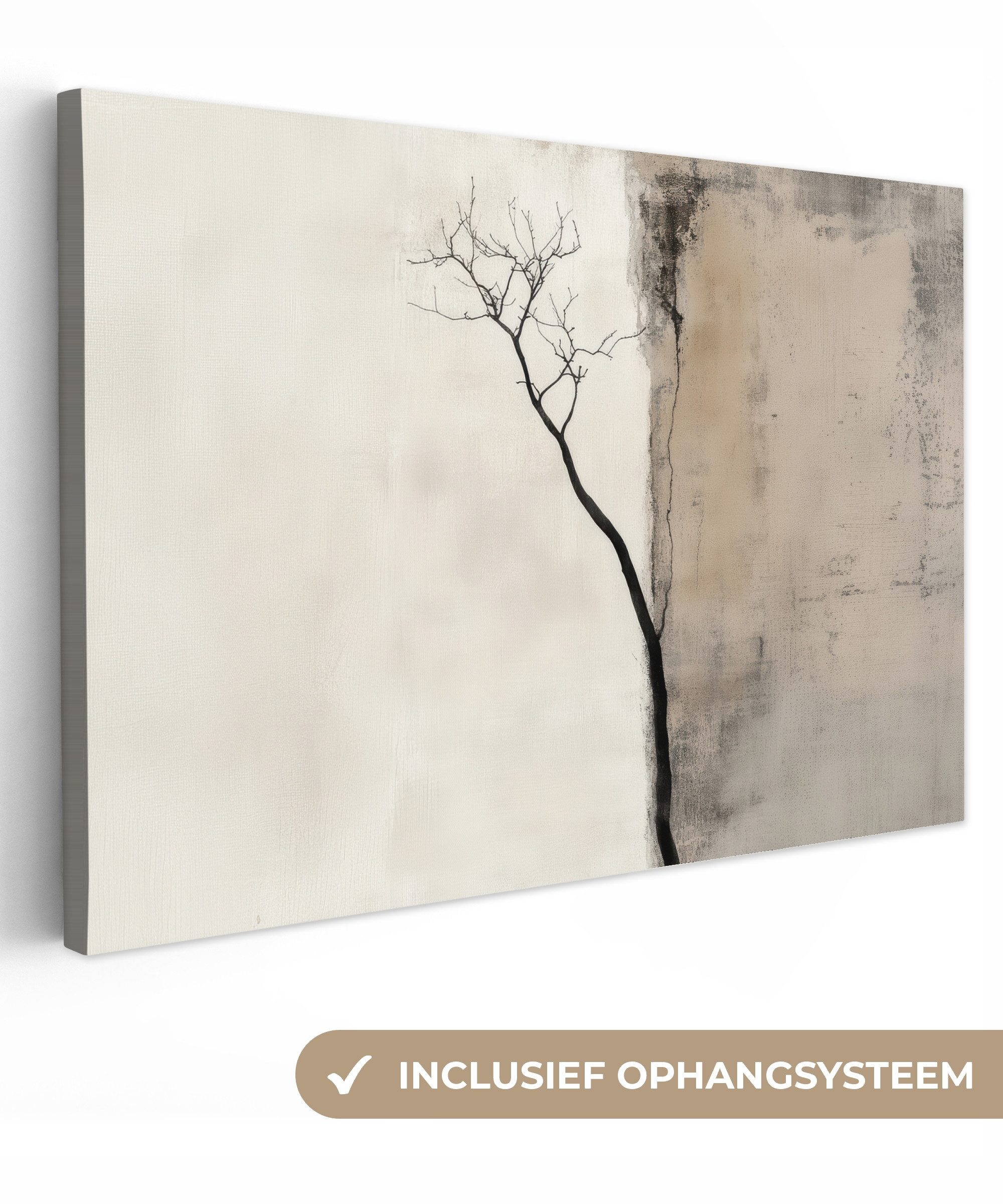 OneMillionCanvasses® Leinwandbild Wabi sabi - Pflanze - Beige, Fotodruck (1 St), Leinwand Bilder Klein, Wand Dekoration Aesthetic 30x20 cm