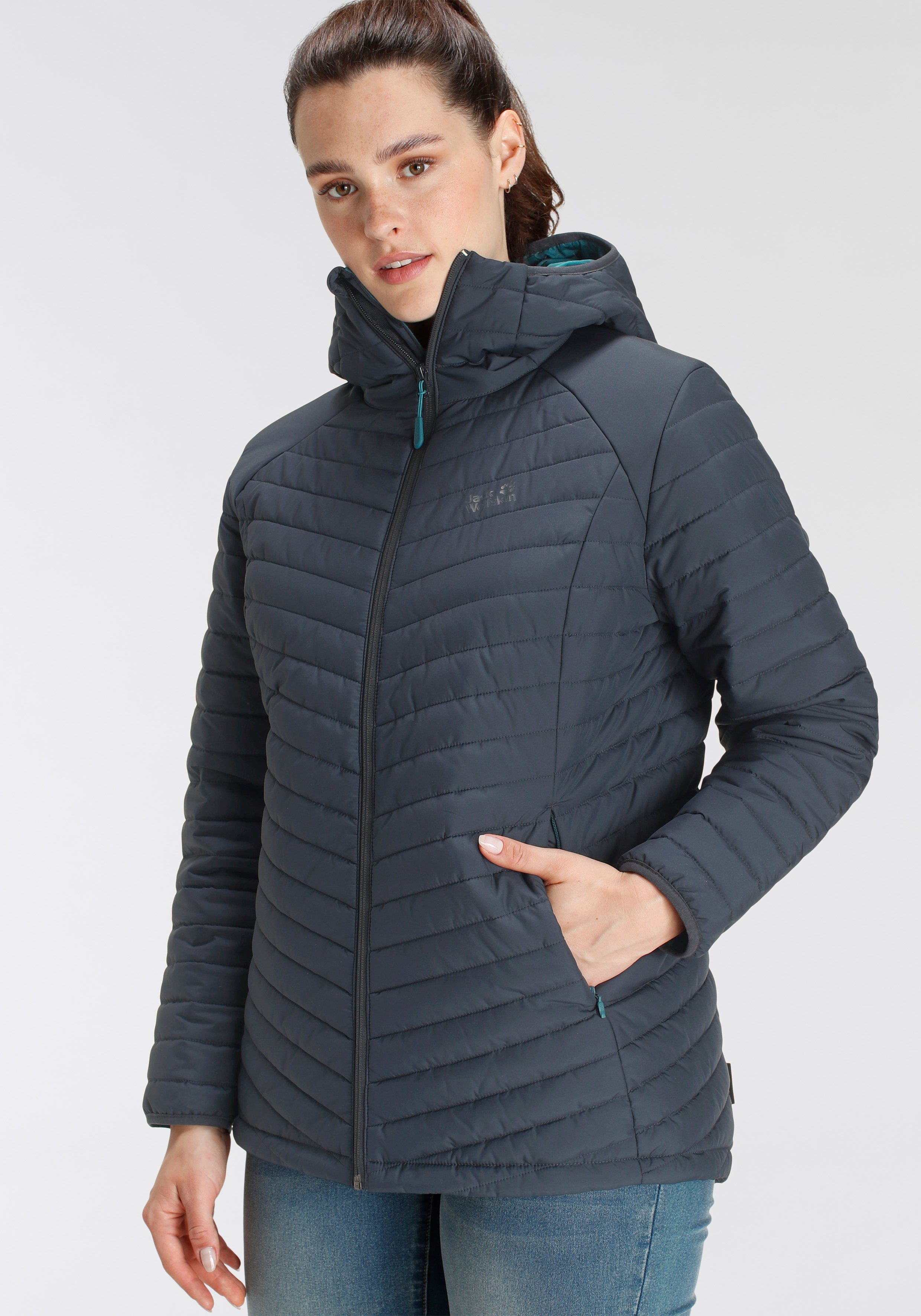 Atmungsaktiv & Wärmend Jack & Wasserabweisend Winddicht & NUBEENA dunkelblau Wolfskin Steppjacke