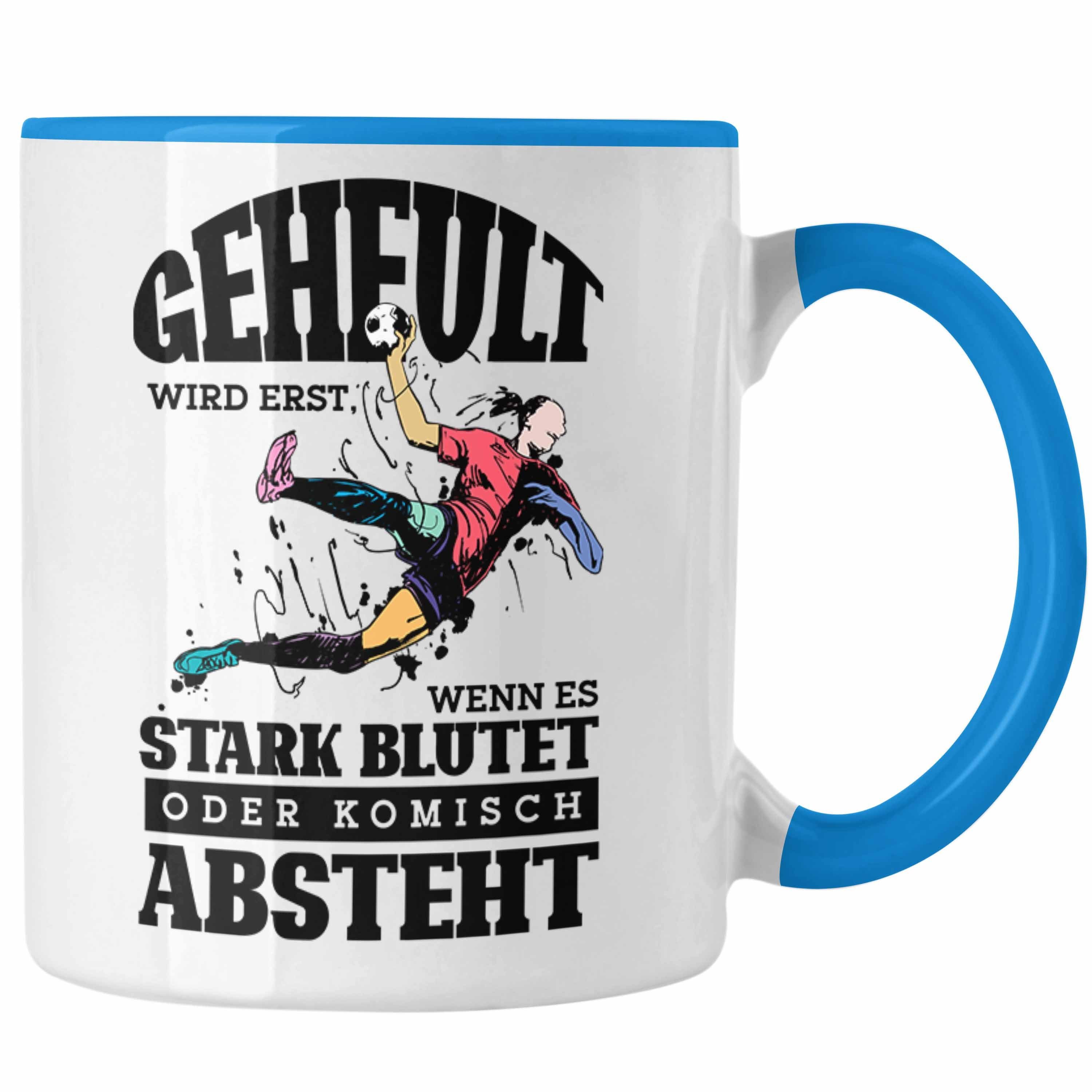 Wird Geheult für Geschenk Tasse Trendation Blau Handballspieler Handball-Tasse Erst Lustige