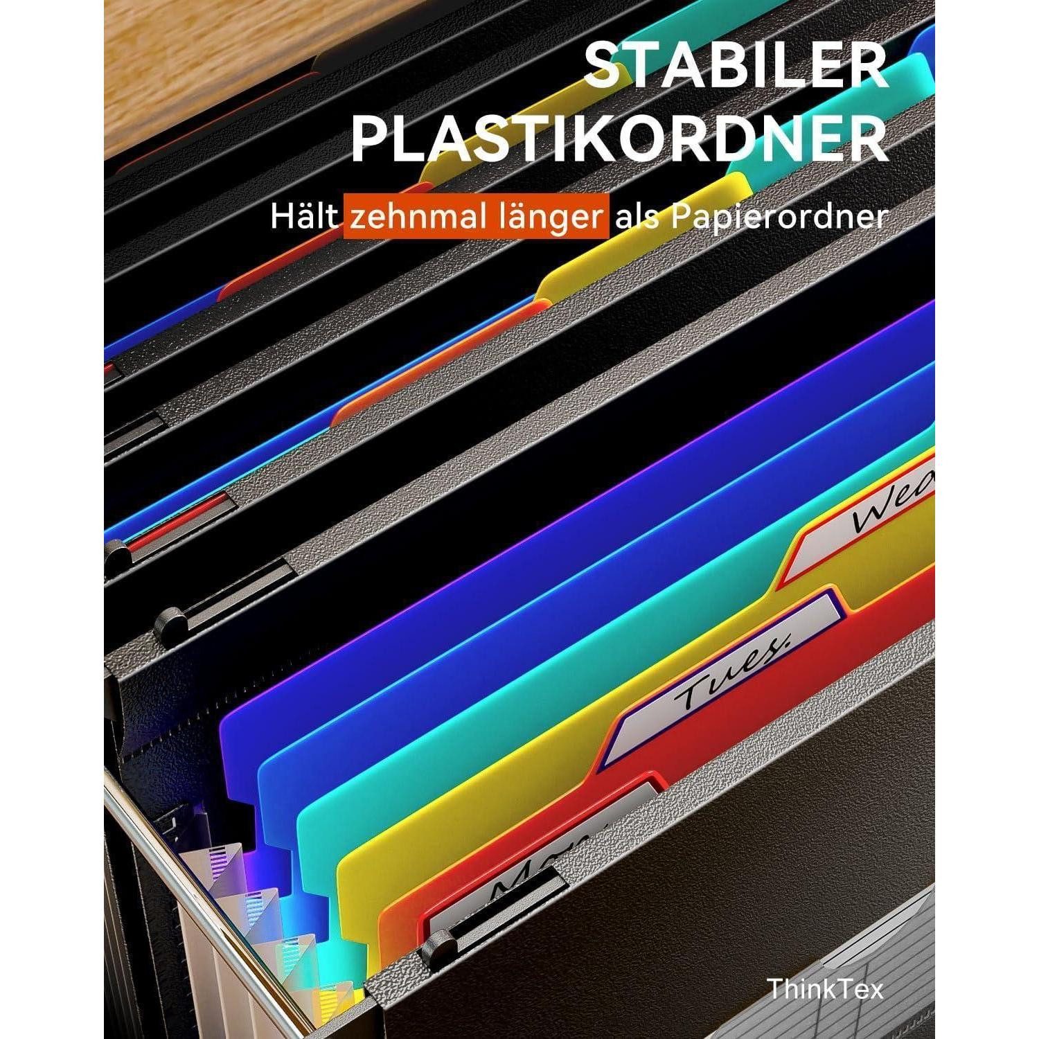 LuxusKollektion Hängeordner A4 Plastik Hängeregister Mappen, 7 Erweiterbare