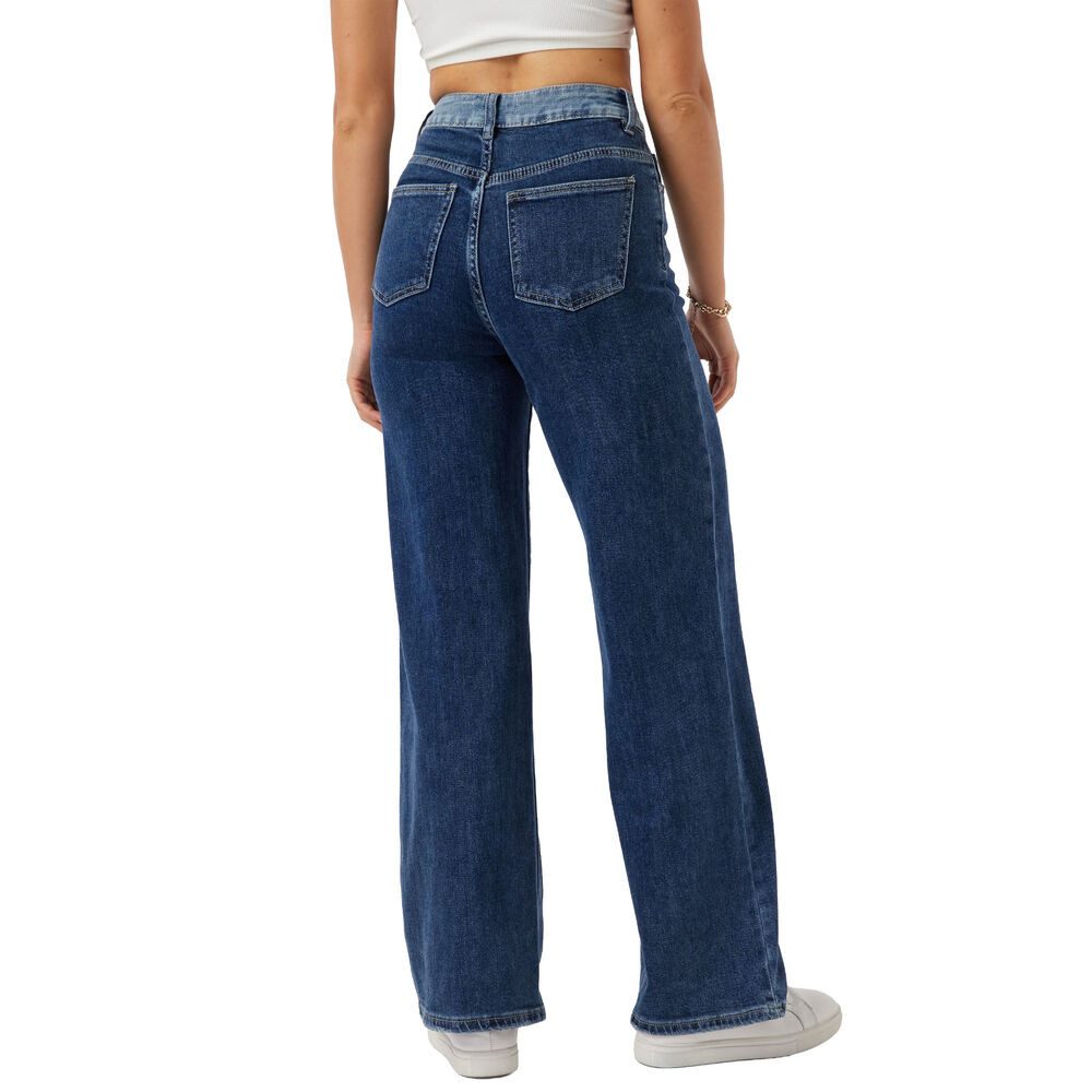 Ital-Design Dad-Jeans Damen High-Waist Jeans mit lockerer Passform für Alltag (90800222) Used-Look Stretch High Waist Jeans in Blau