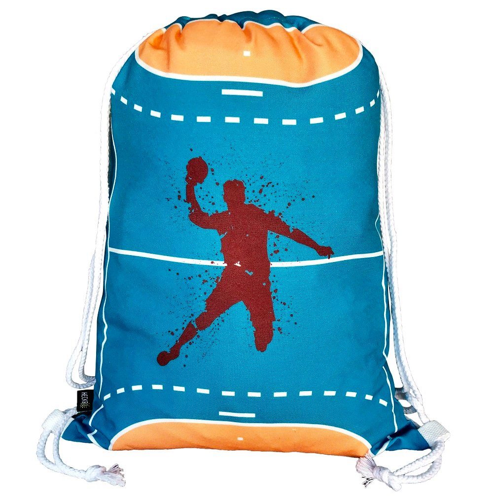 Turnbeutel Kinder Handball Turnbeutel - waschmaschinenfest - 40x32cm – geeignet für Kindergarten, Schule, Krippe, Reise, Sport - Rucksack, Tasche, Spieltasche, Sportbeutel, Handballtasche