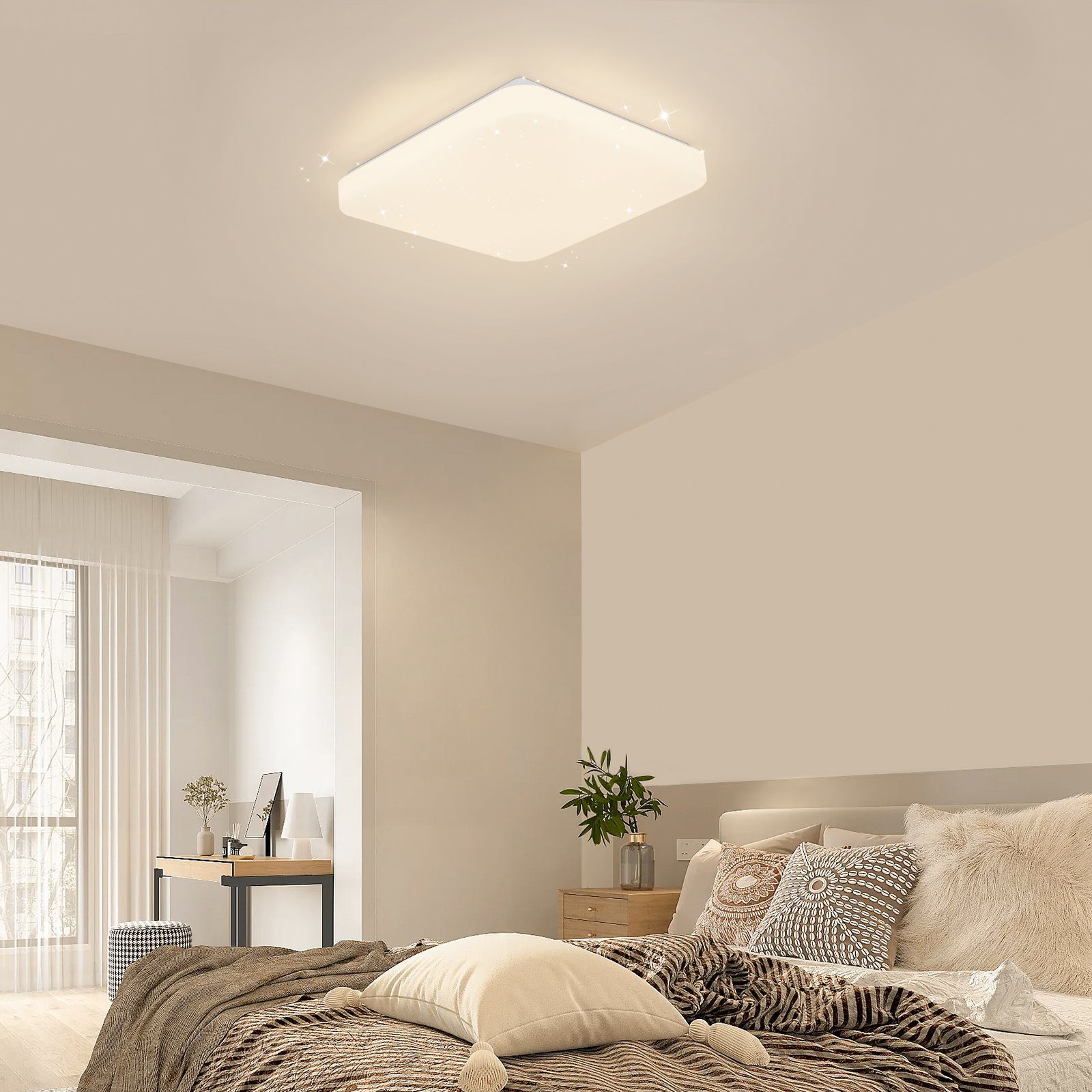 Nettlife LED Deckenleuchte 37W Sternenhimmel Schlafzimmerlampe 28cm Dimmbar, LED fest integriert, Warmweiß Neutralweiß Kaltweiß, Flur Küche Esszimmer Wohnzimmer – Bild 2 von 5