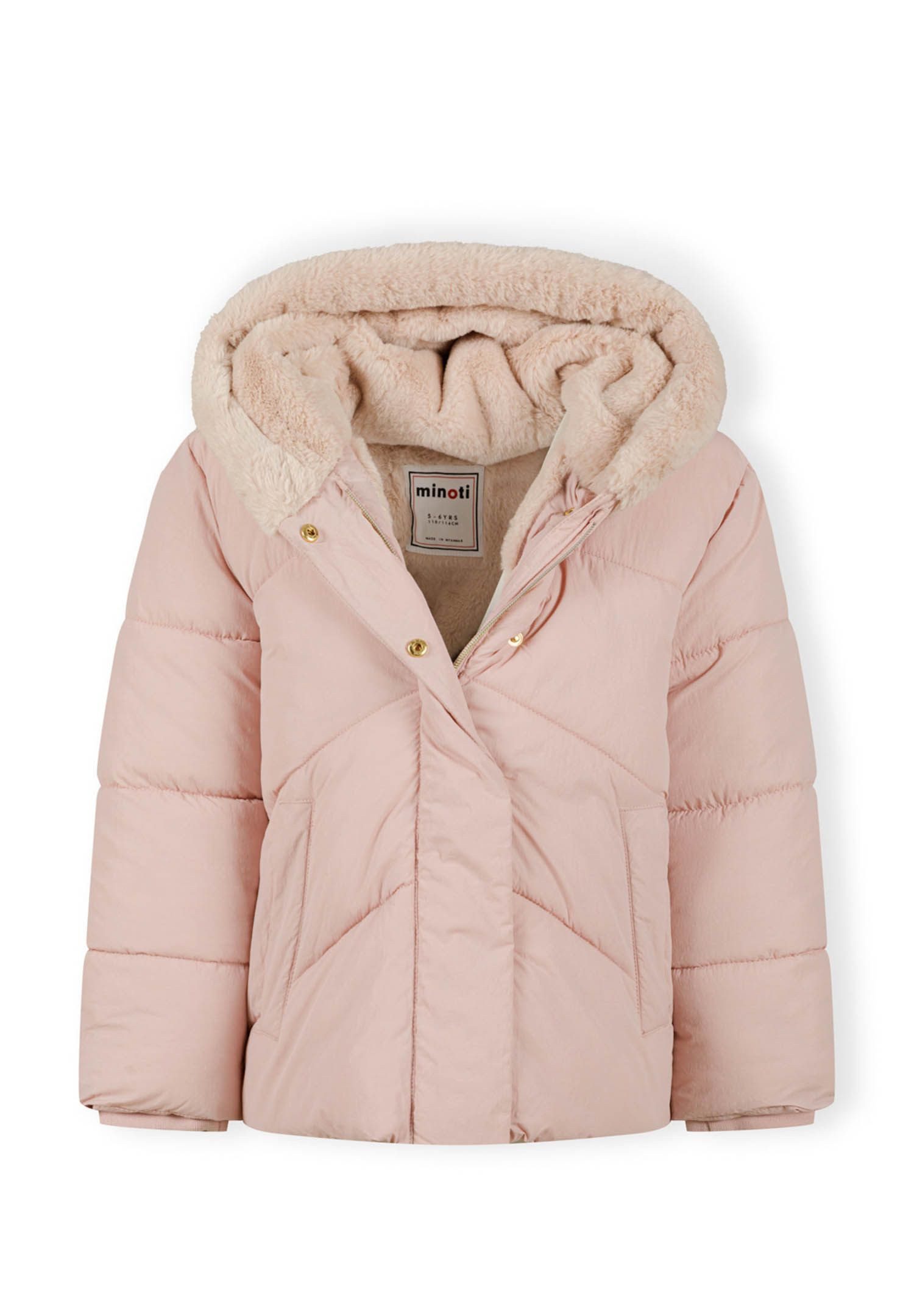 MINOTI Winterjacke Winterjacke mit Fleecefutter, Kapuze mit Fellbesatz (9m- günstig online kaufen