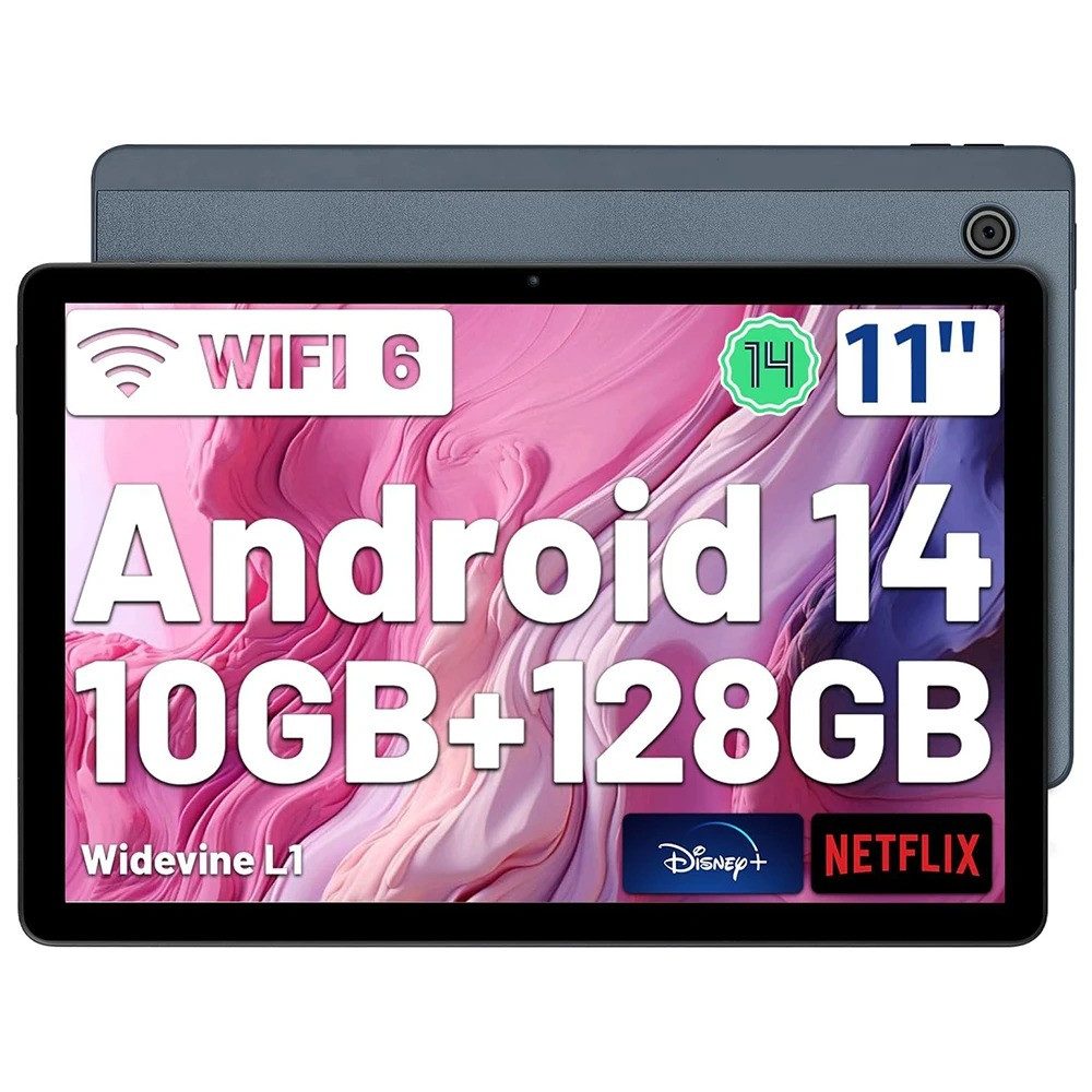 Athlix Tablet 11 Zoll, Android 14, 128 GB, 6800 mAh Akku Tablet (128 GB, Speichererweiterung bis 1TB, 10GB RAM, WIFI6)