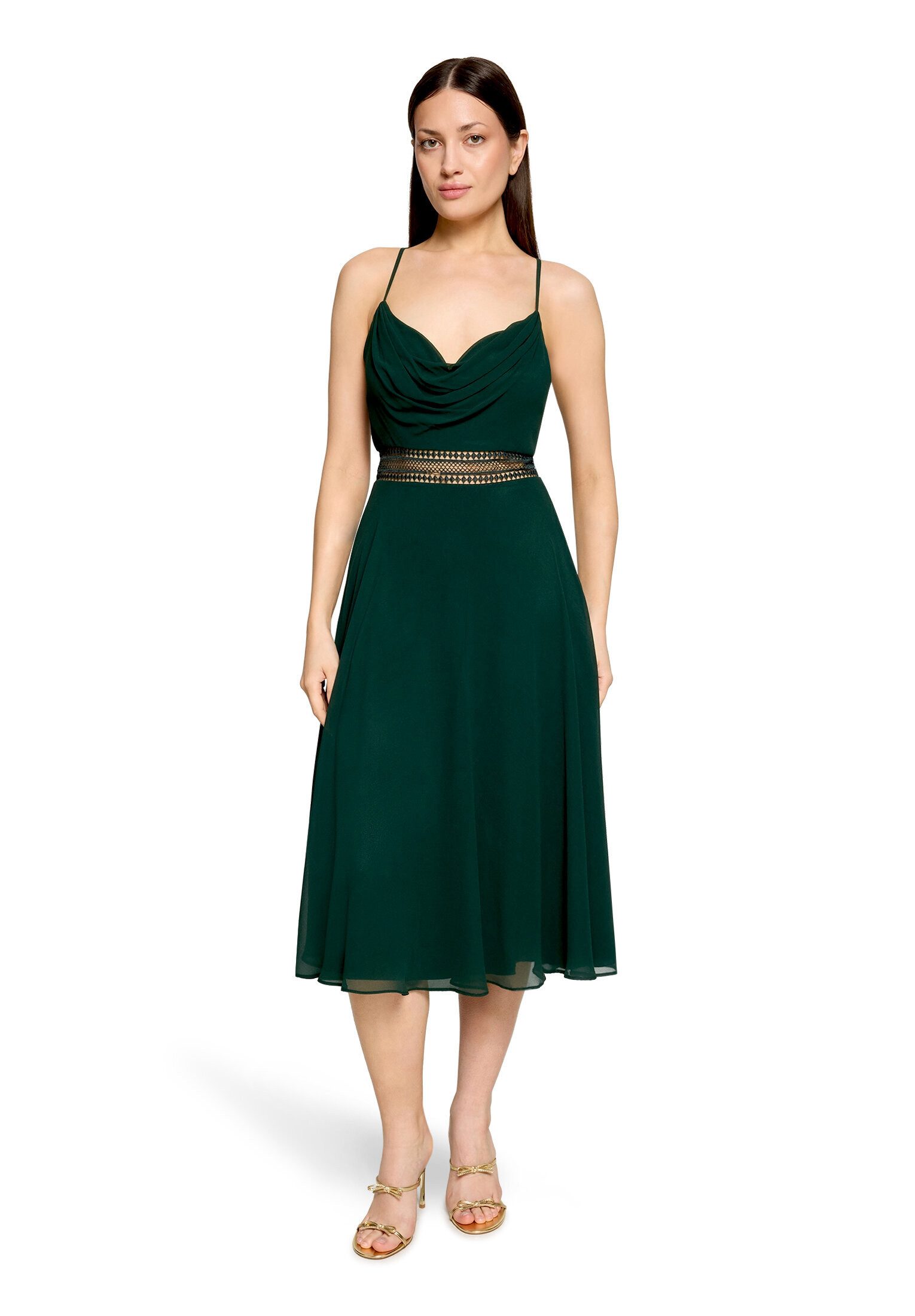 Vera Mont Cocktailkleid Damen mit Wasserfallausschnitt Stickerei
