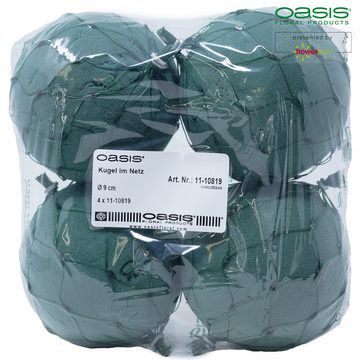 Oasis Schaumgummi 4er Pack OASIS® IDEAL Kugel im Netz, grün - Durchmesser 9 cm