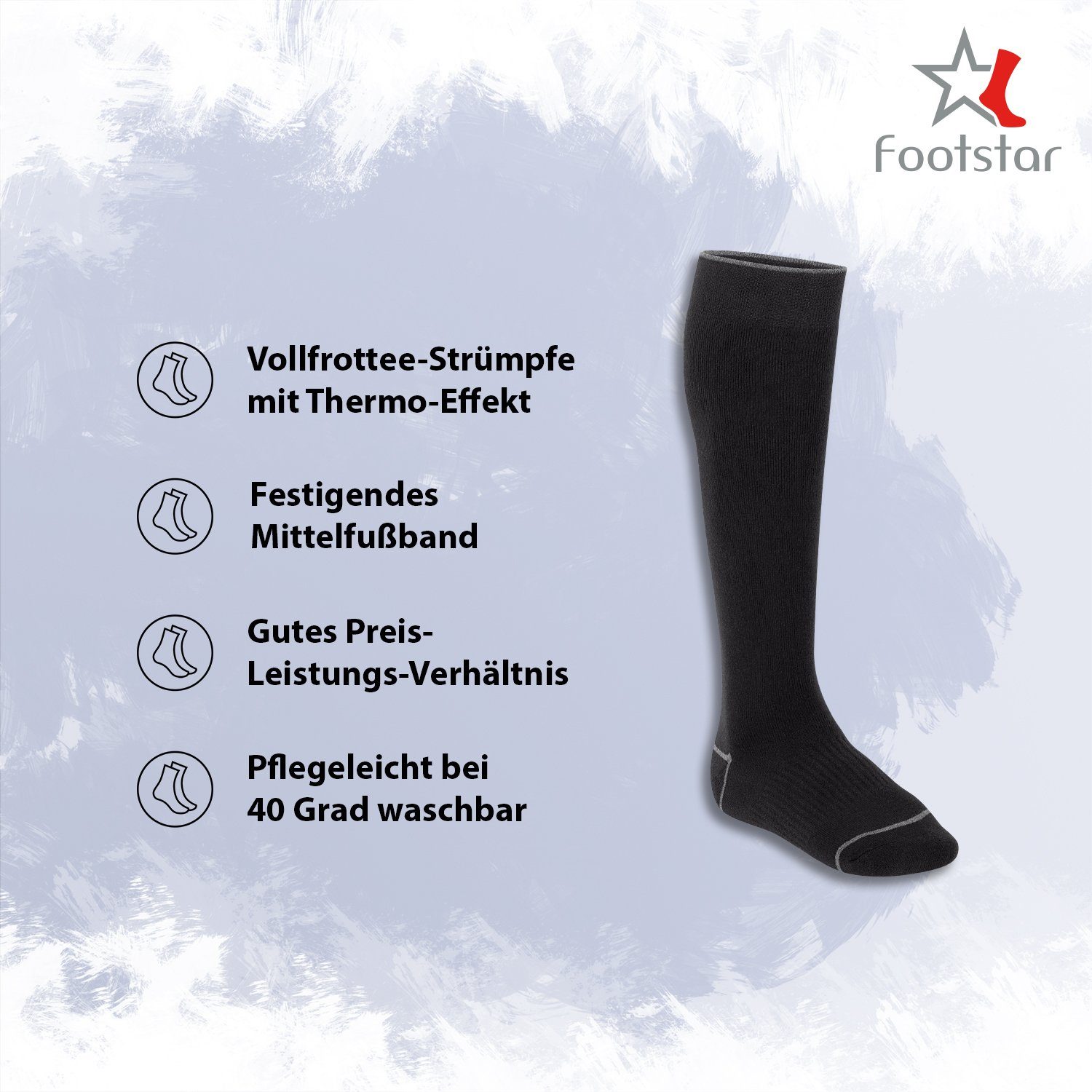 Footstar Thermosocken Herren Winter Thermo Kniestrümpfe (6 Paar) Vollfrottee