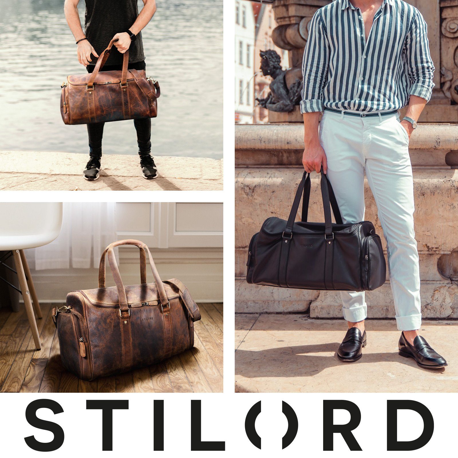 STILORD Weekender "Myles" Vintage Weekender Reisetasche Herren Leder zum Umhängen