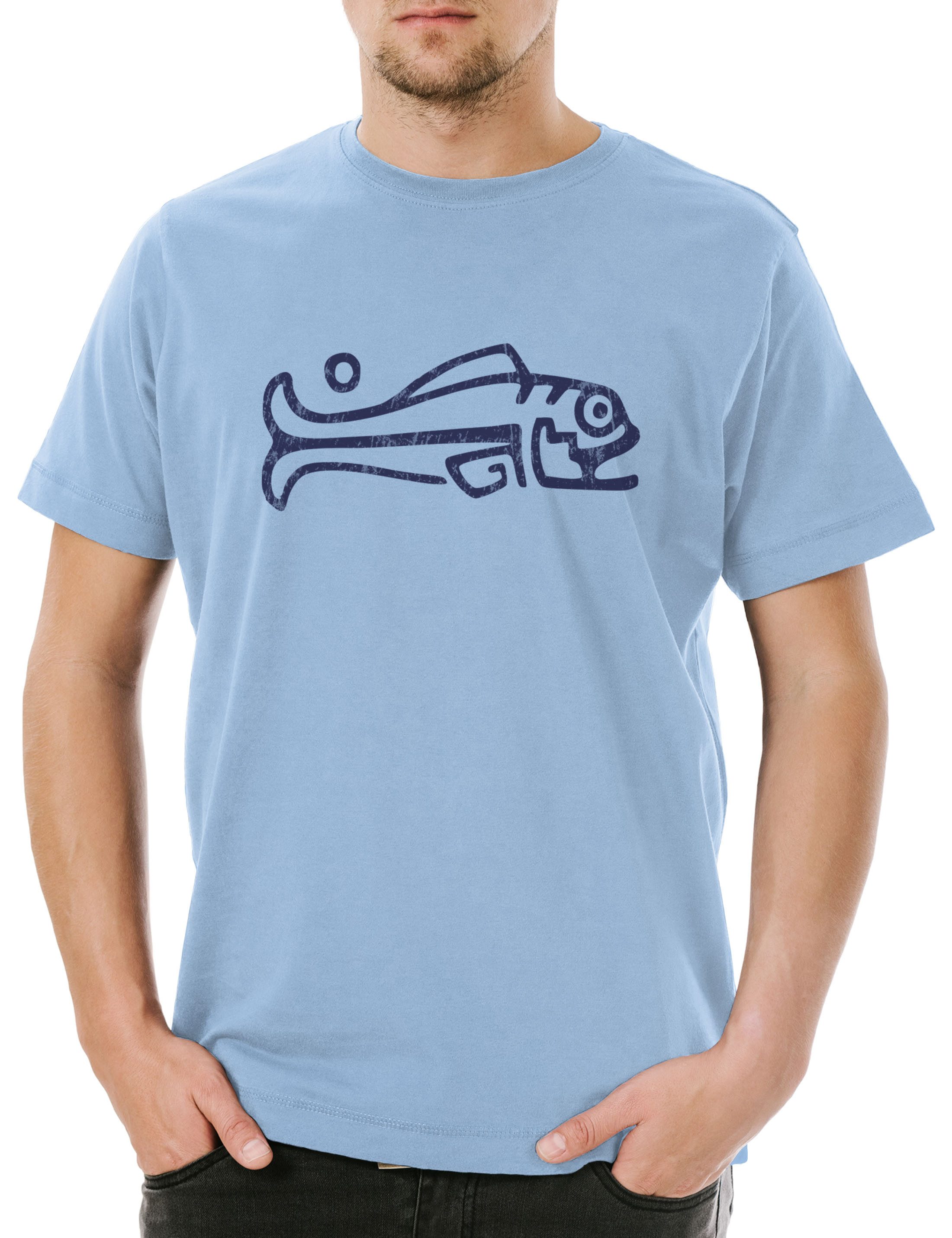 Print-Shirt Inca Fish I Herren T-Shirt Aztecs Azteken Inka Maya Mayans Mayas