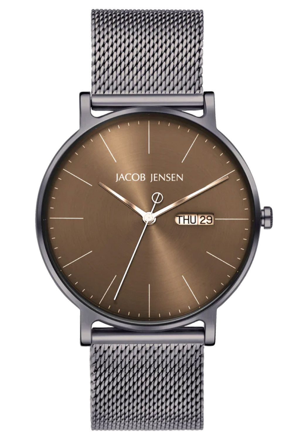 Jacob Jensen Quarzuhr Herren-Titan mit Meshband Mokka