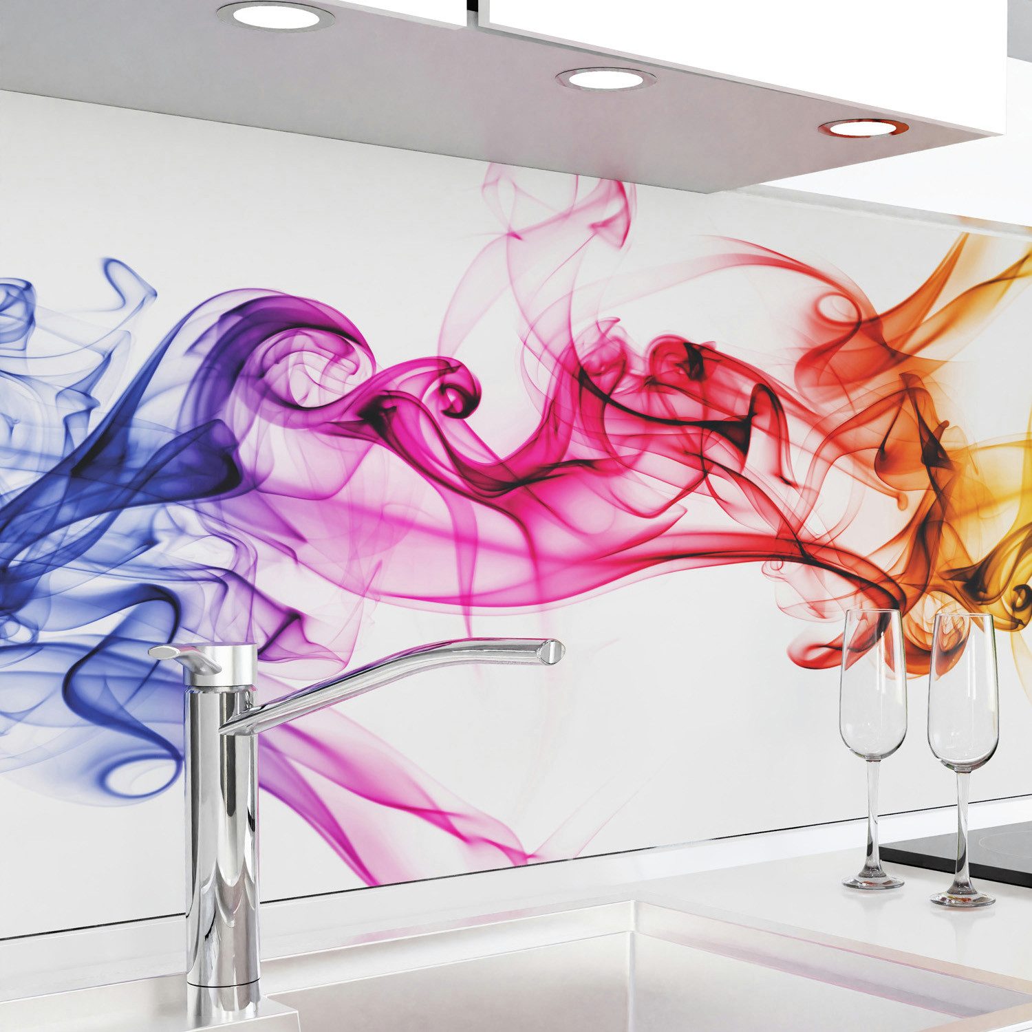 danario Küchenrückwand Folie selbstklebend - Matt - Spritzschutz Küche - versteift & robust