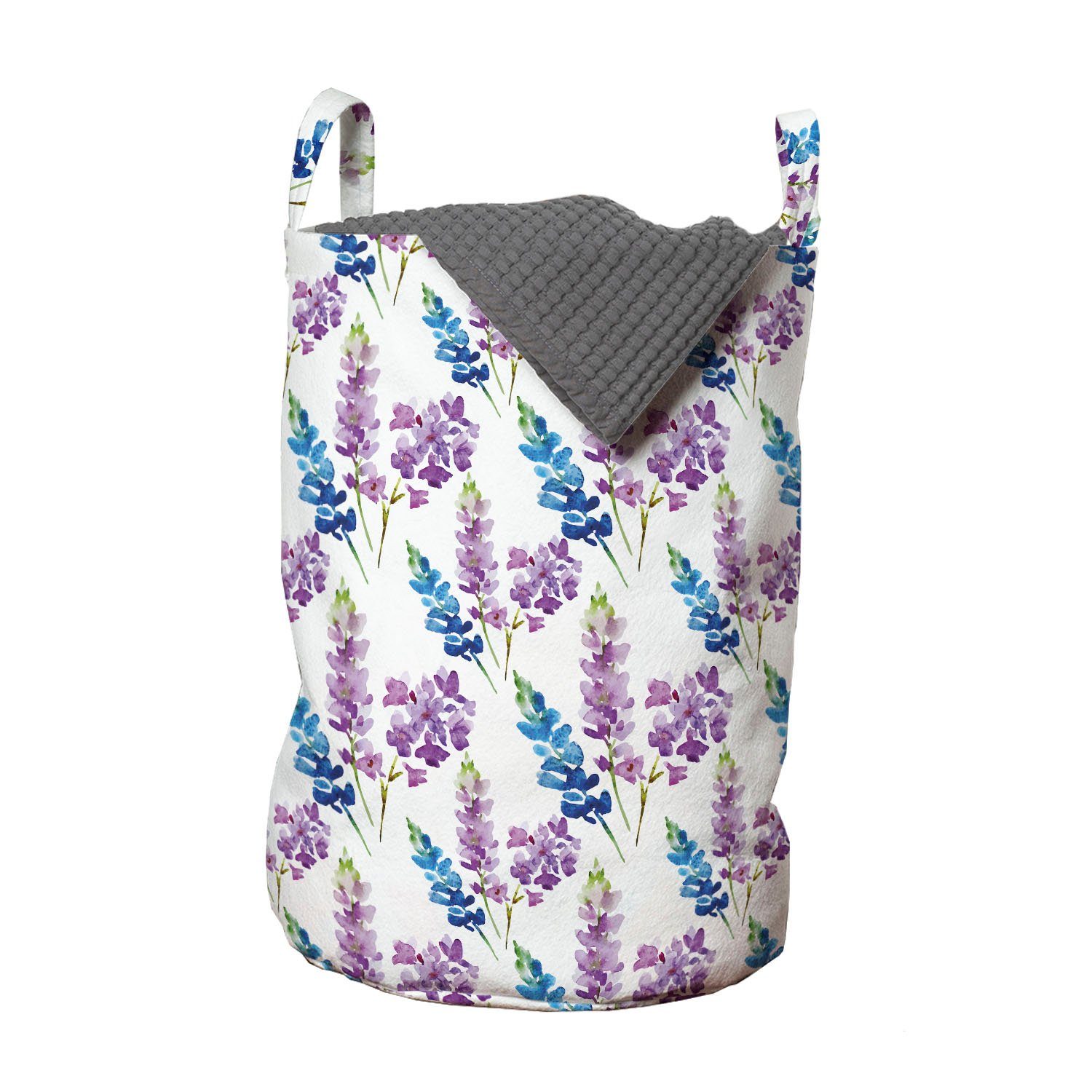 Violett-Ton-Blumen-Muster Griffen Wäschesäckchen Blumen Kordelzugverschluss für Abakuhaus Waschsalons, mit Wäschekorb