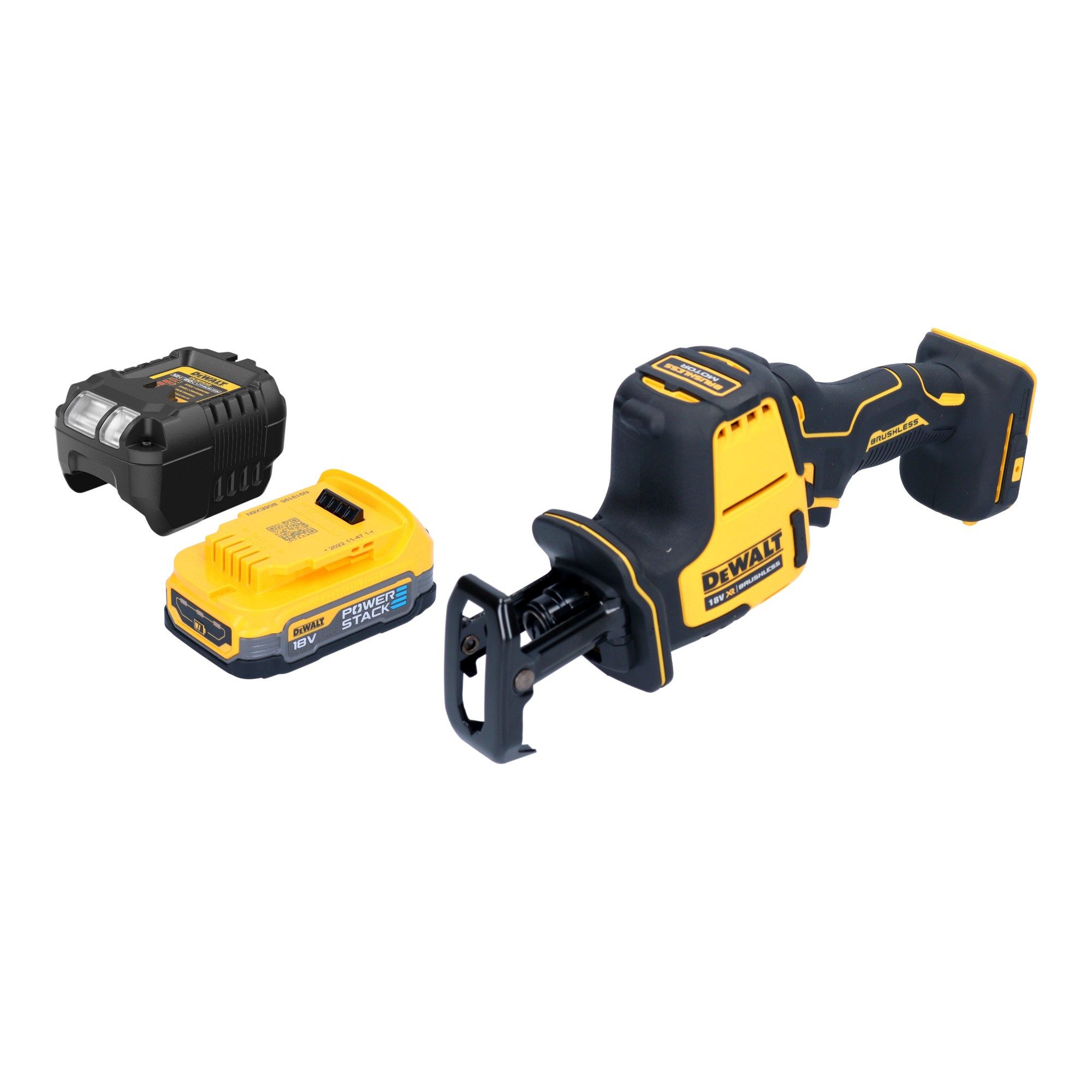 DeWalt Reciprosäge DCS 369 E1 18 V Brushless + 1x Powerstack Akku 1,7 Ah + Ladegerät