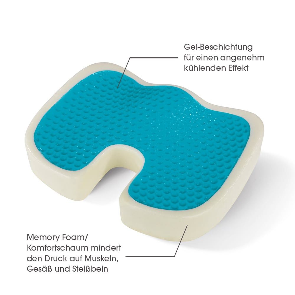 VITALmaxx Sitzkissen ergonomisches Gelkissen inkl. Fleecebezug, Sitzkomfort Kühl-Effekt Komfort Sitzen Büro soft ideal für unterwegs – Bild 2 von 5
