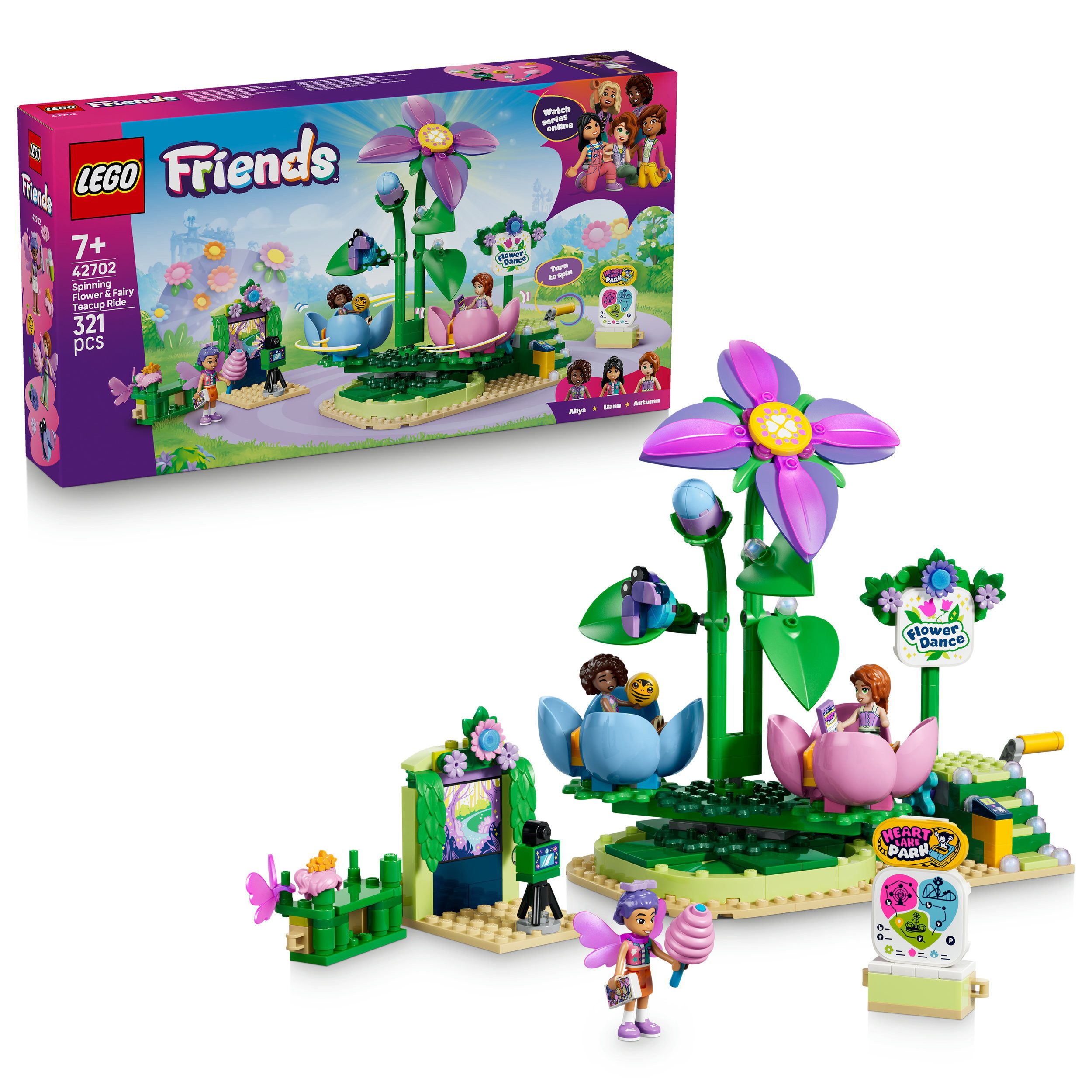 LEGO® Feentassen-Karussell mit Blumendeko (42702), LEGO Friends Konstruktionsspielsteine, (321 St), Made in Europe
