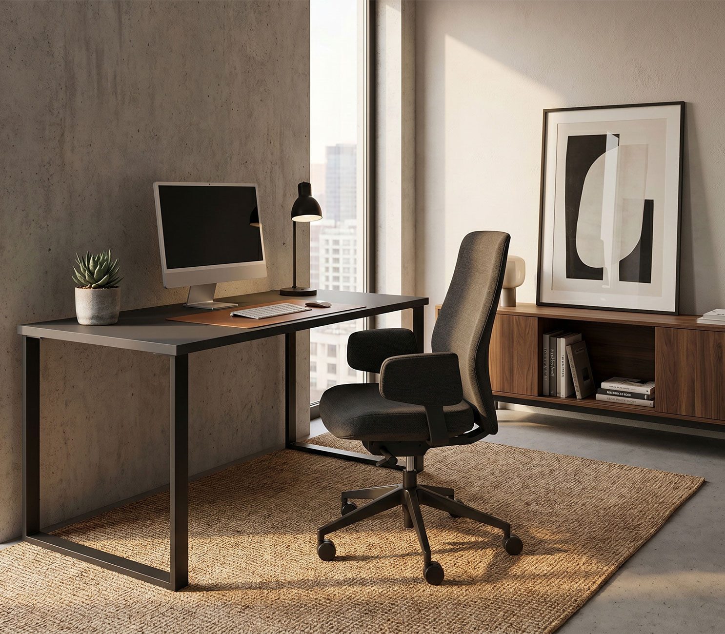 Wimex Schreibtisch Home Desk (Füße in Kupfenform, 1-St., moderne Optik, Füße in Kupfenform), 159x70x75cm graphit / schwarz