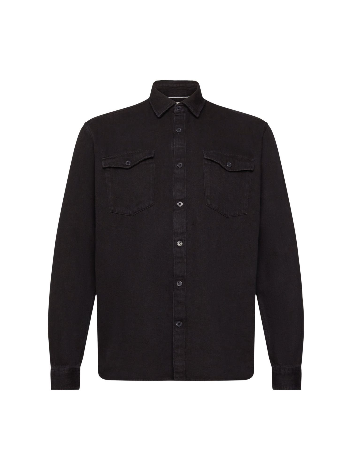 BLACK DARK Esprit Langarmhemd Denim-Shirt WASHED