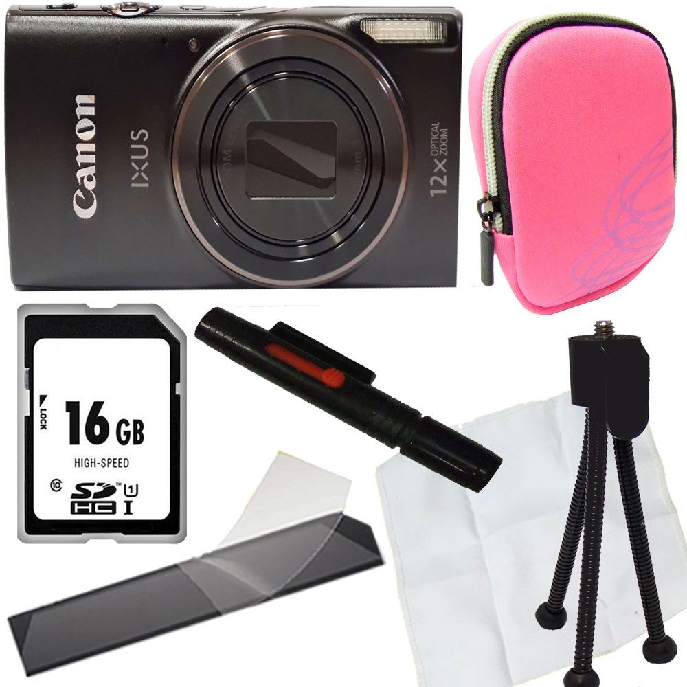 Canon Ixus 285 HS schwarz Set Angebot Tasche pink Vollformat-Digitalkamera