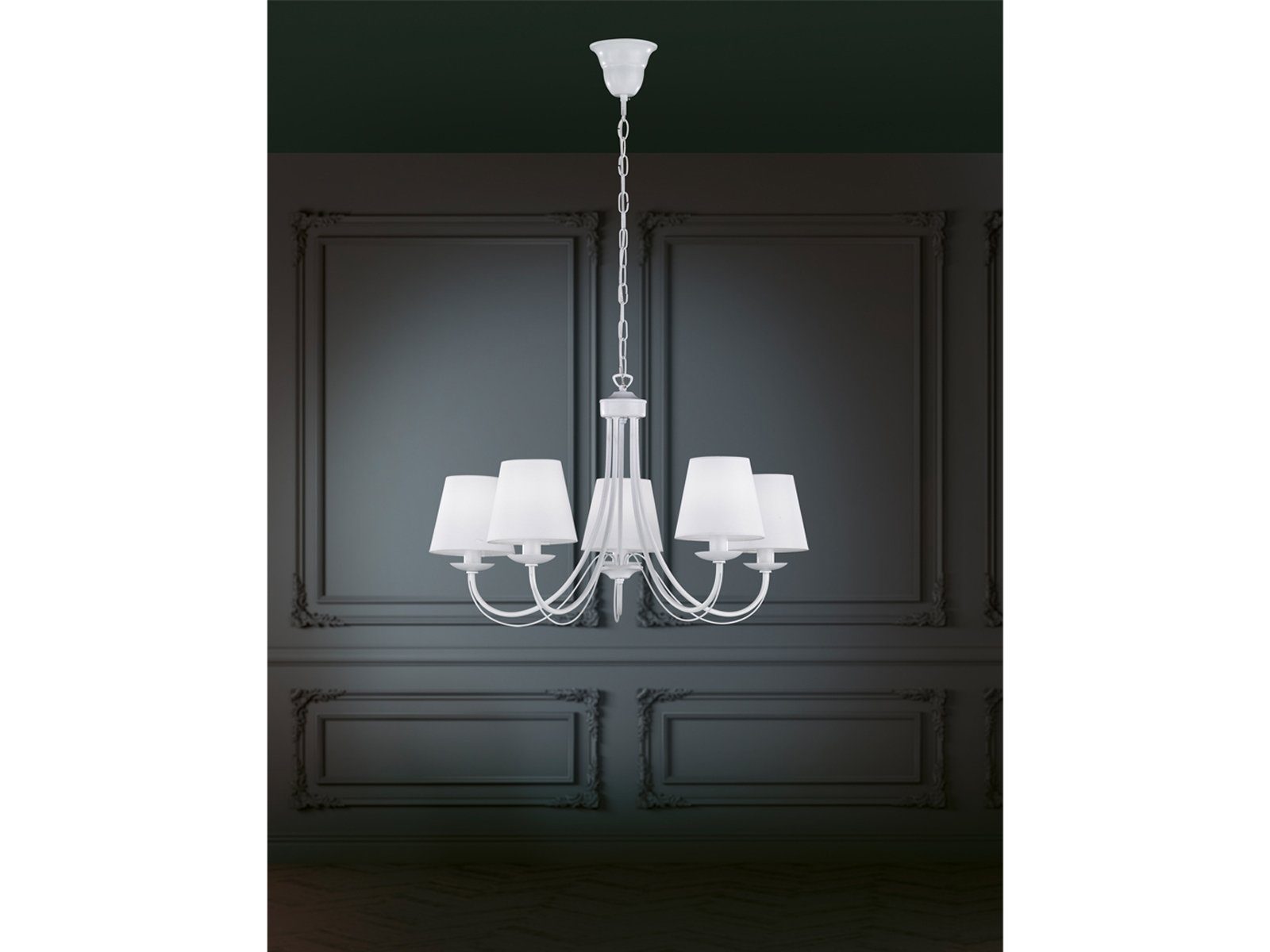 Lampenschirme-n, hängend LED wechselbar, mit LED Leuchte Kronleuchter, Vintage Warmweiß, Ø meineWunschleuchte Stoff 70cm große-r